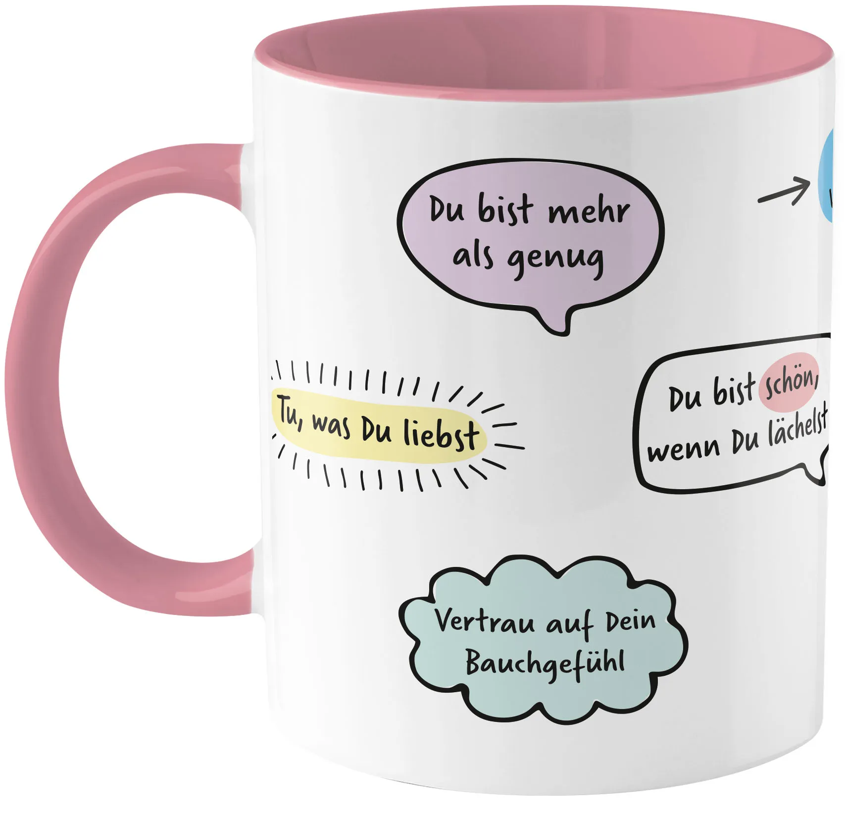 Personalisierbare Tasse »Sei stolz auf Dich« mit Name, rosa