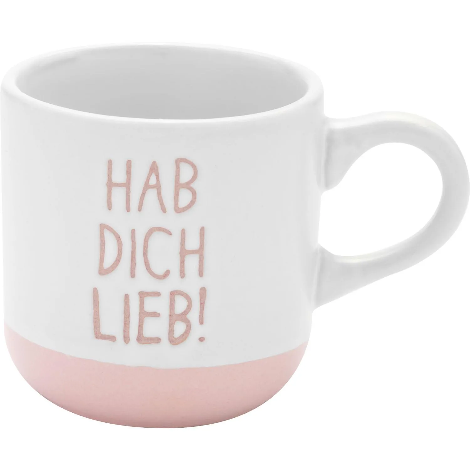 Weiße Espressotasse mit rosa Boden und Gravur Hab dich lieb