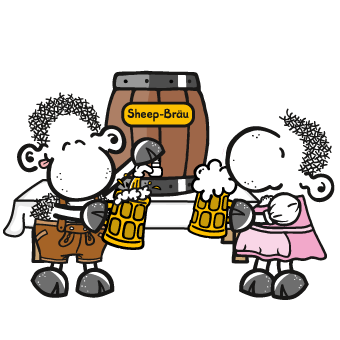 sheepworld Schafe am Bierfass