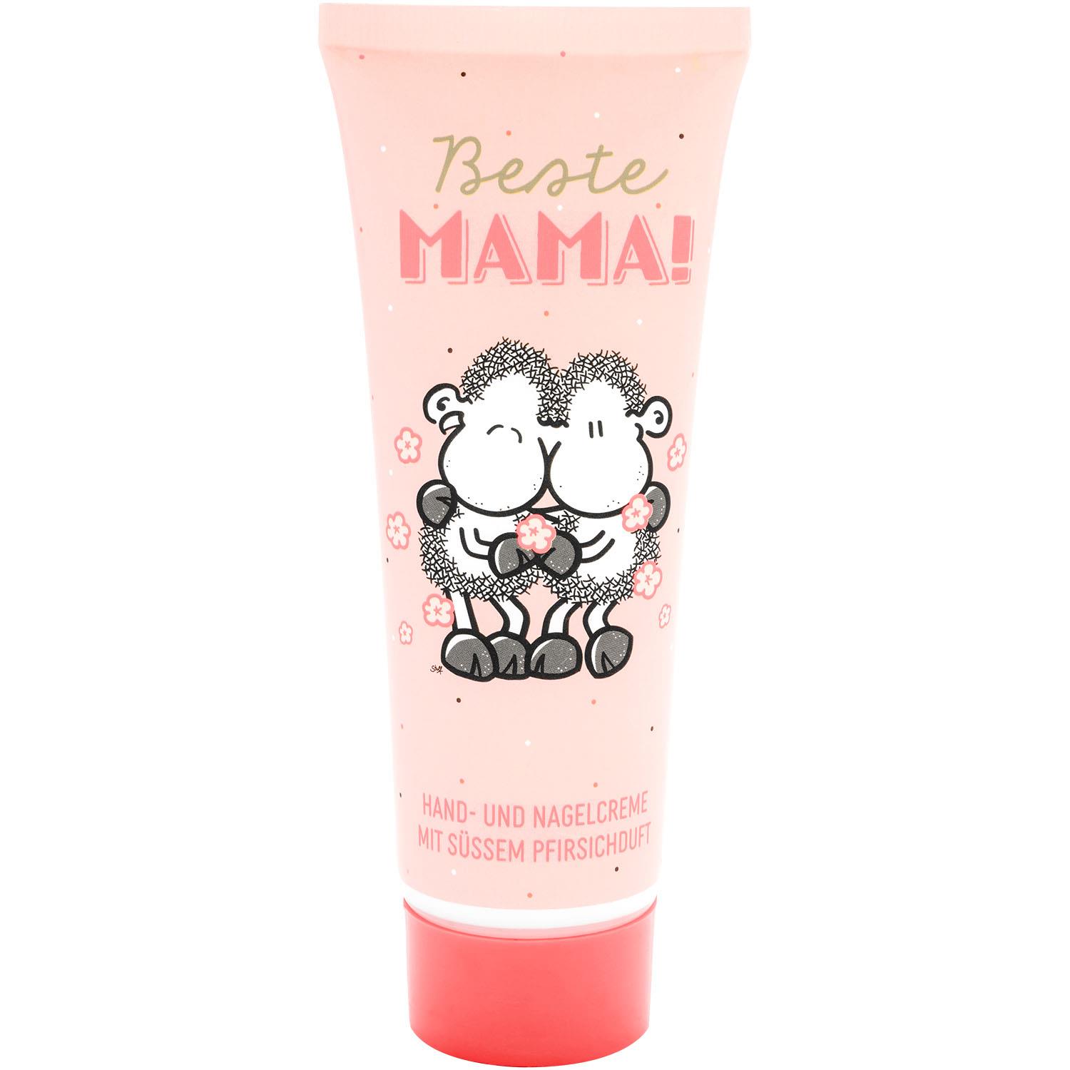 Rosa Handcreme Beste Mama mit zwei umarmenden Schäfchen und Pfirsichduft