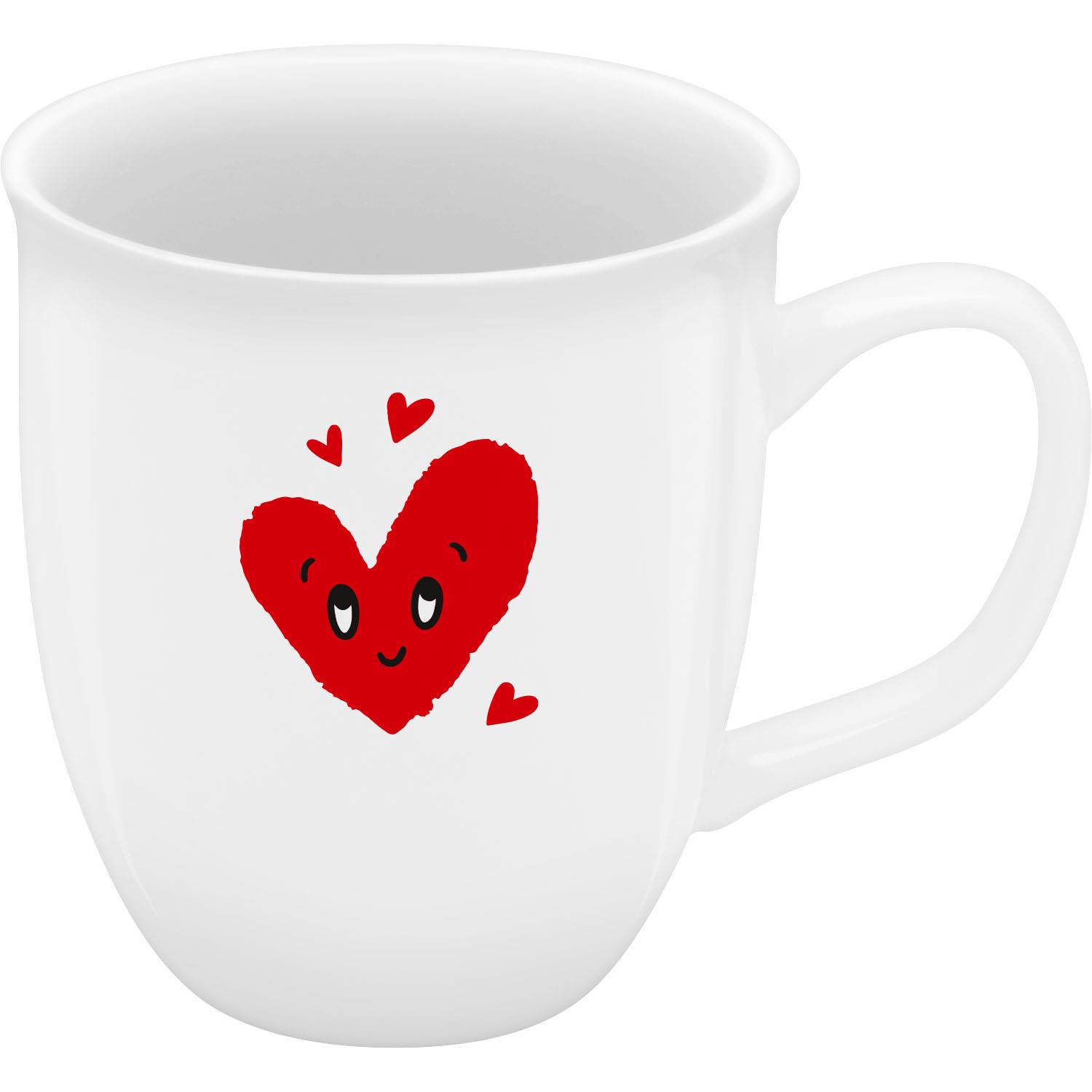 Weiße Espressotasse mit rotem Herz-Gesicht – süßes Geschenk