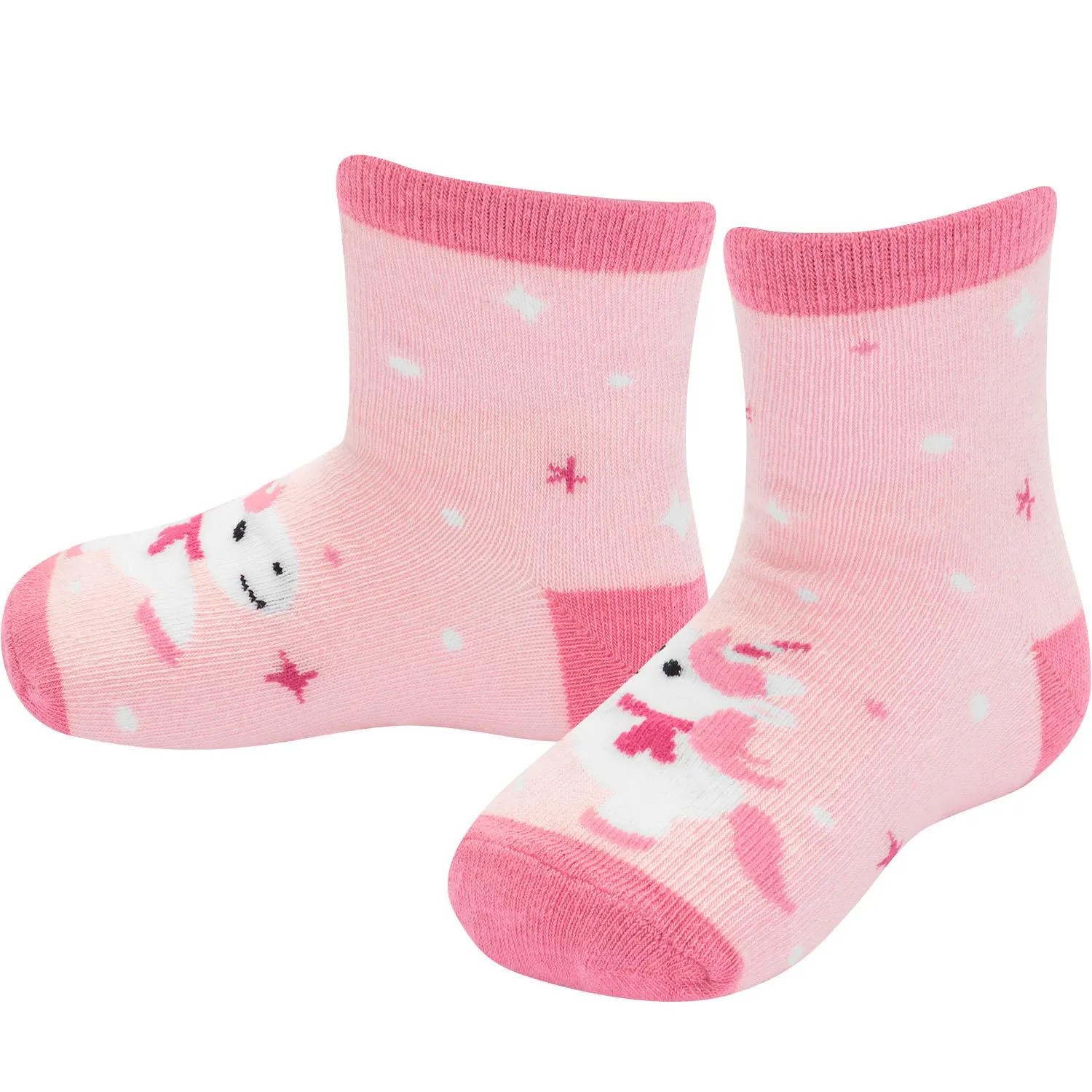 Rosa Zaubersocken mit Einhorn-Print für Kinder, Größe 24–29.
