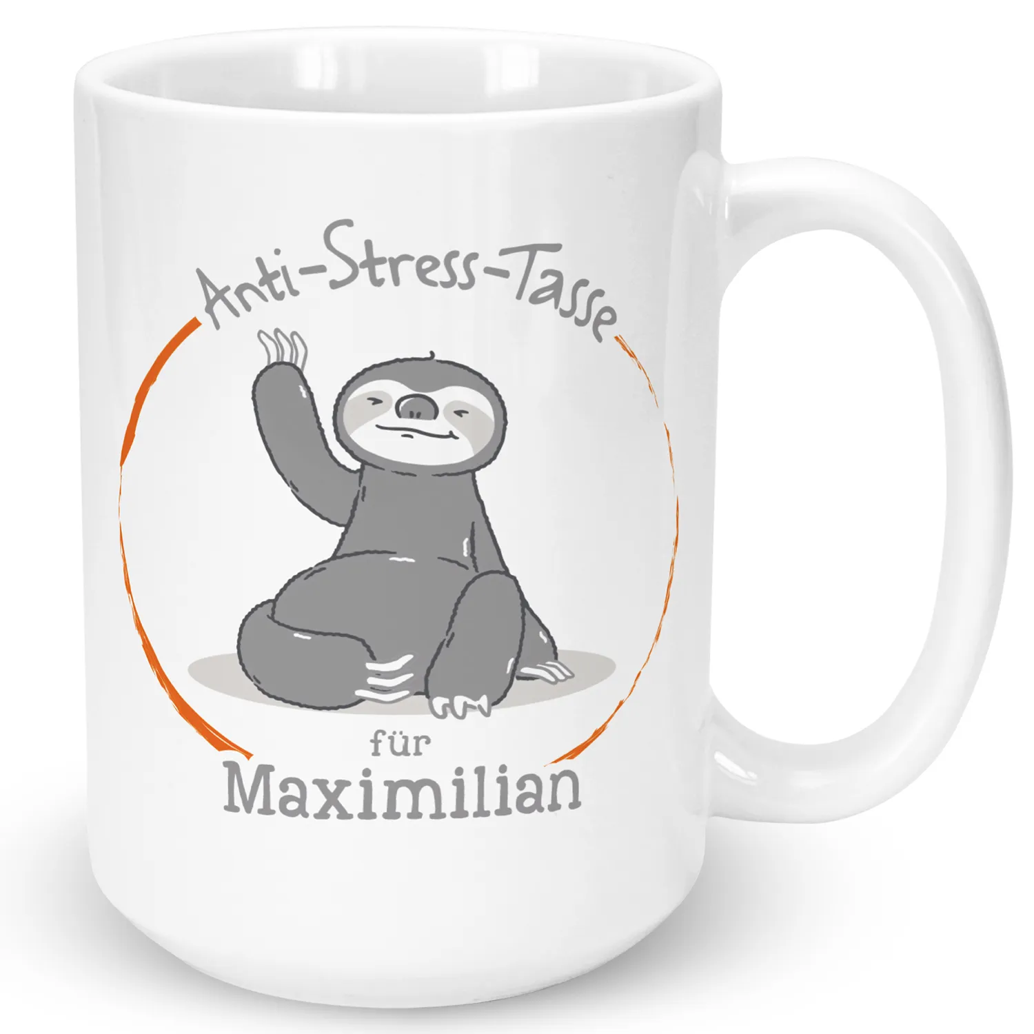 Personalisierbare XL-Tasse »Anti Stress« mit Name, orange