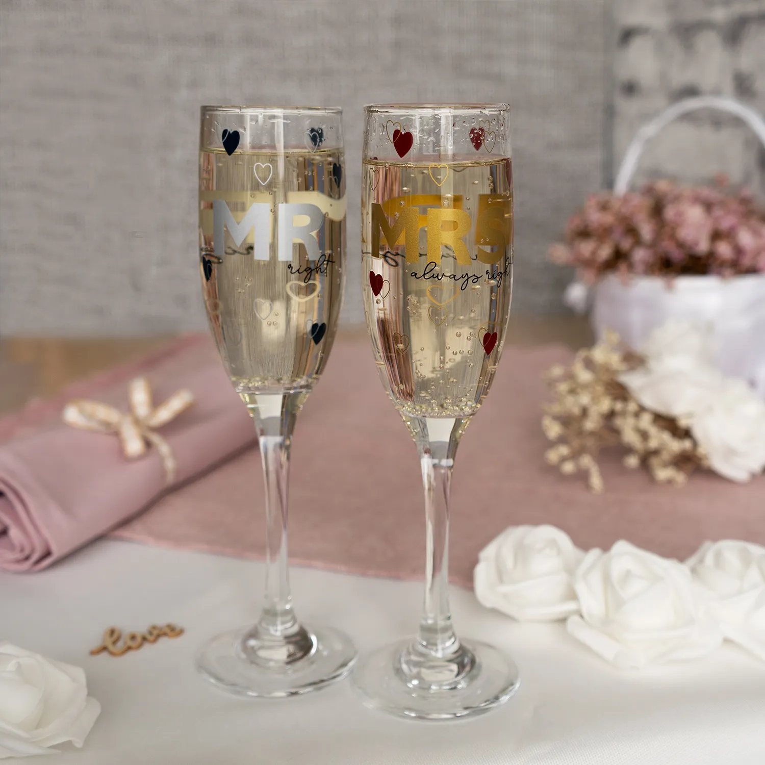 Sektglas-Set »Mr right & Mrs always right«