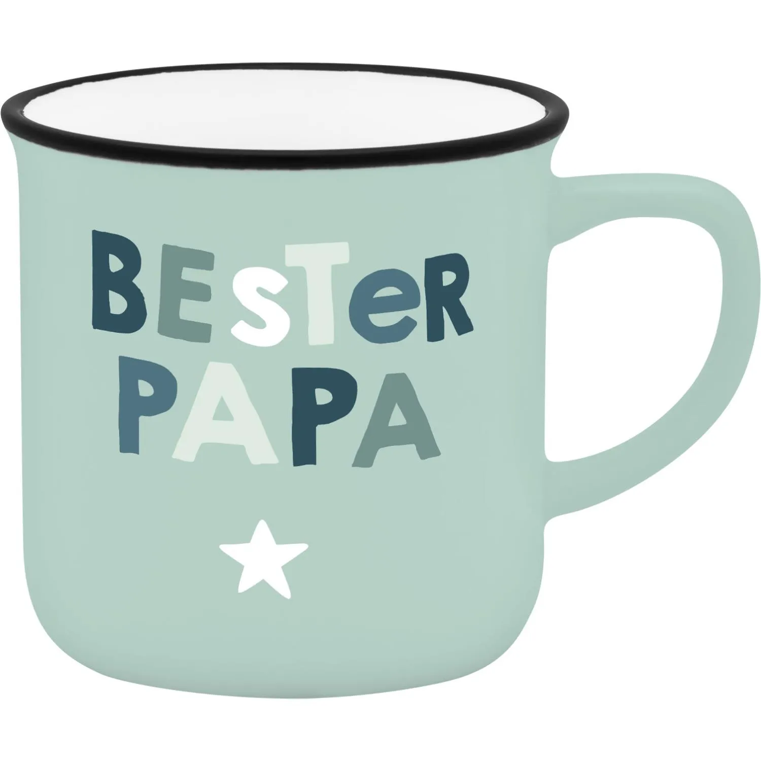 Mintgrüner Espressobecher mit BESTER PAPA-Aufdruck und Stern