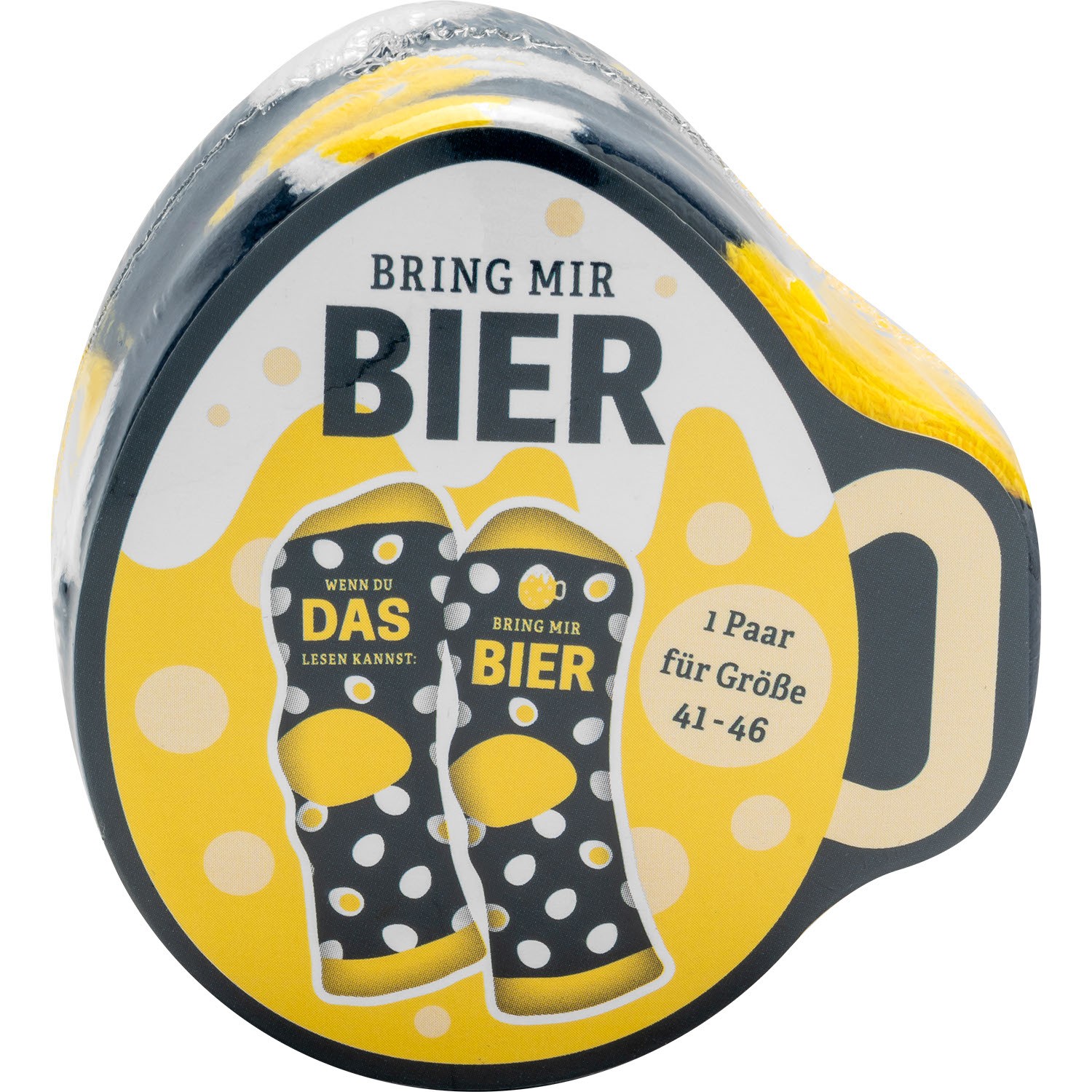 Zaubersocken Bier – witzige Socken mit Biergläser-Motiv, 1 Paar, Größe 41-46