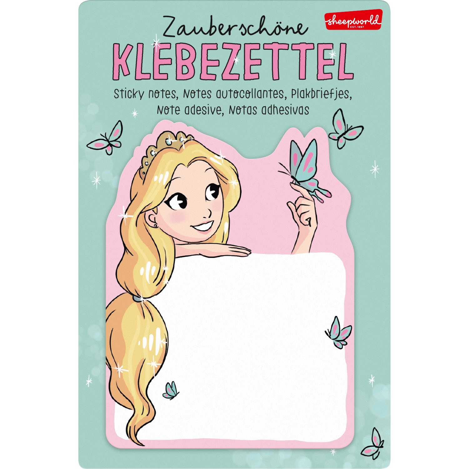 Pastellfarbener Prinzessinnen-Klebezettel, 30 Blätter, 9,9 x 7,5 cm, Headercard
