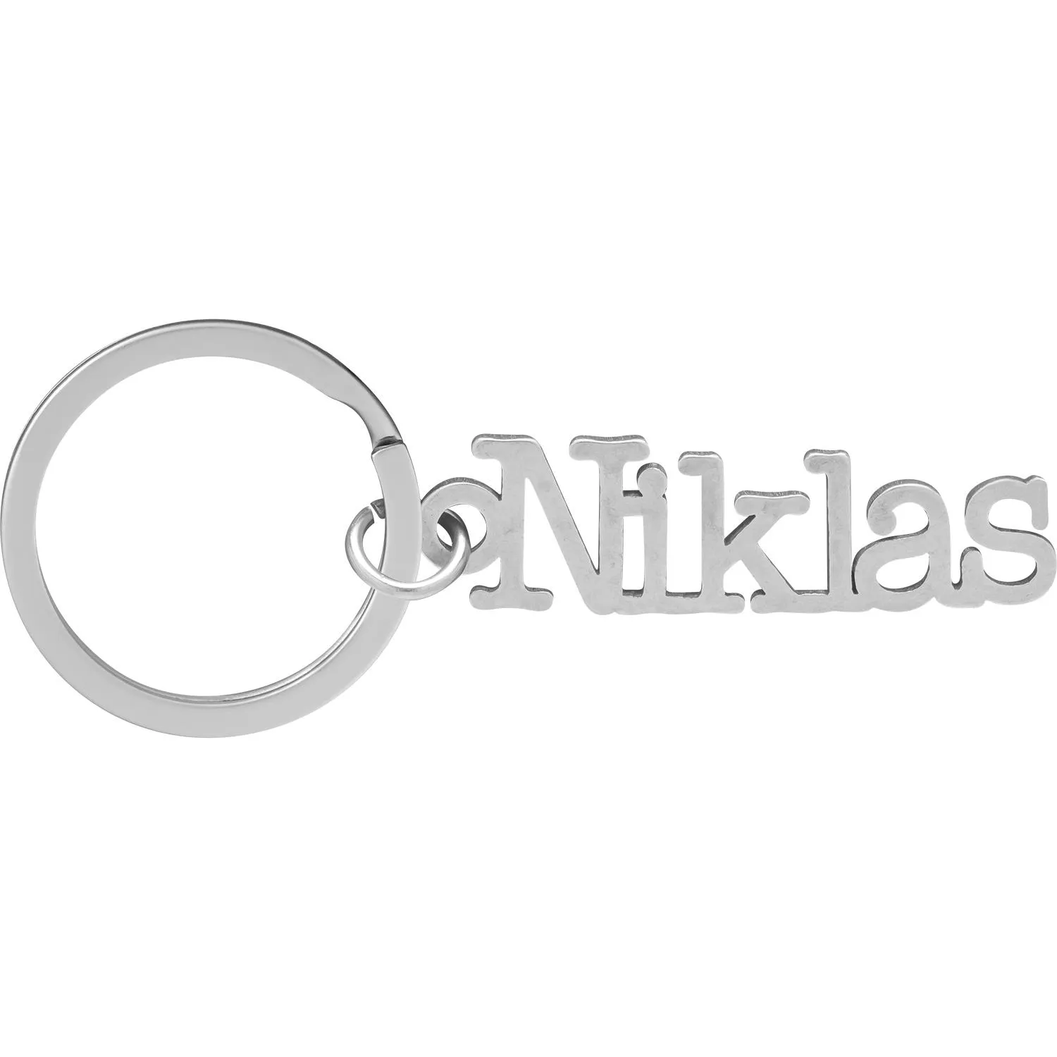 Schlüsselanhänger mit dem Namenszug 'Niklas' aus Metall.
