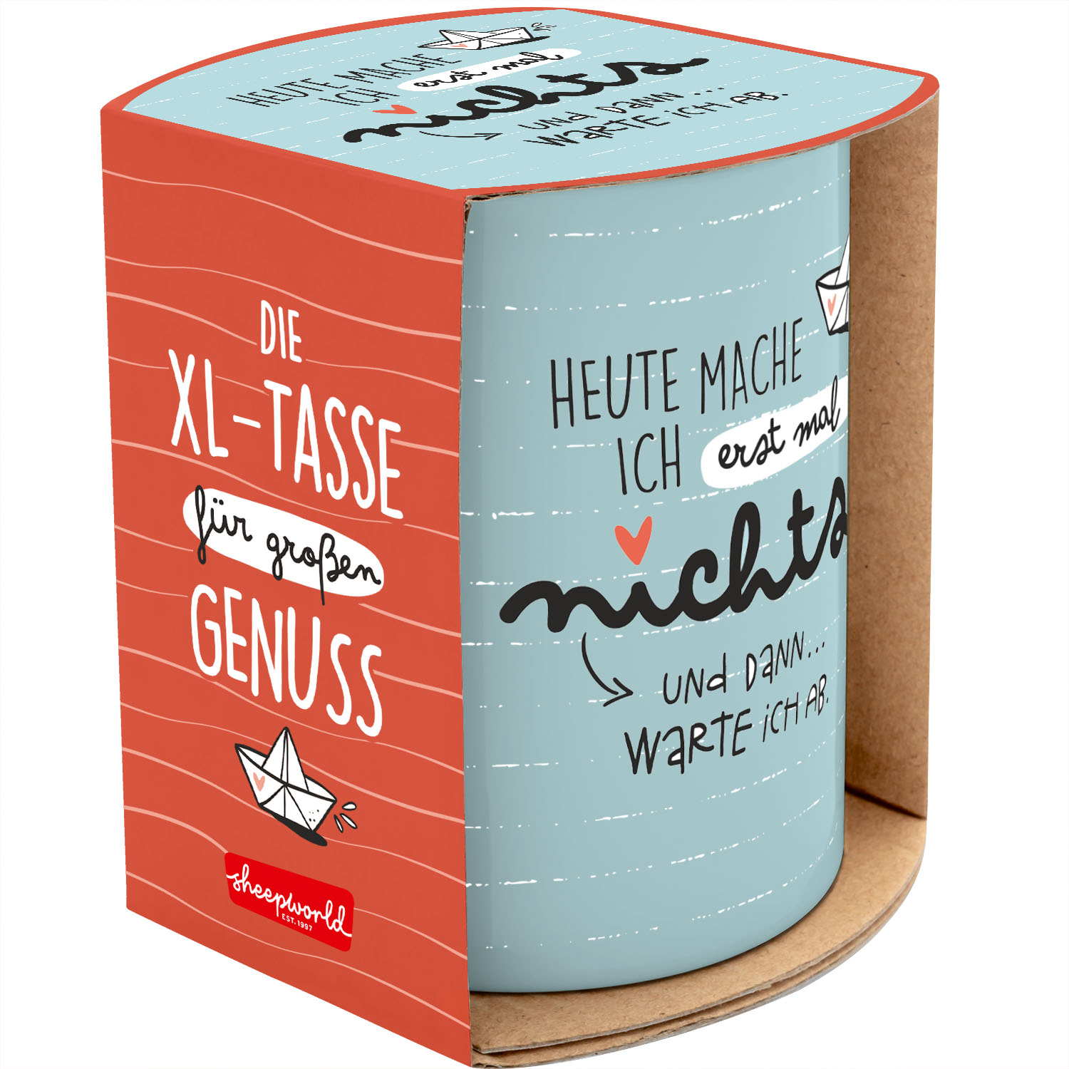 XL-Tasse aus Porzellan, türkises Design mit Spruch, 60 cl Fassungsvermögen, spülmaschinengeeignet