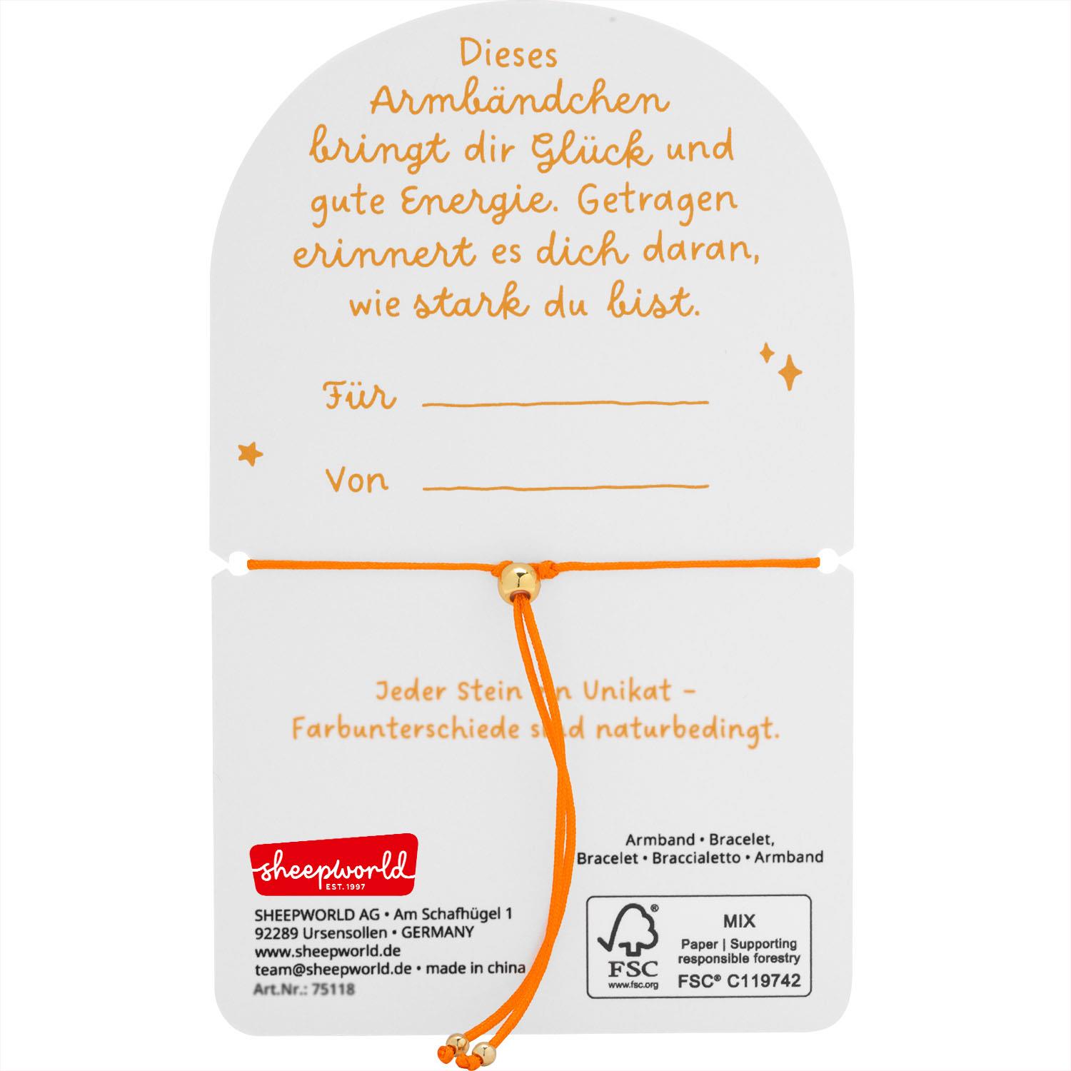 Orangenes Armband aus Schnur mit goldener Kugel, verstellbar, Karneol-Halbedelstein-Einfluss