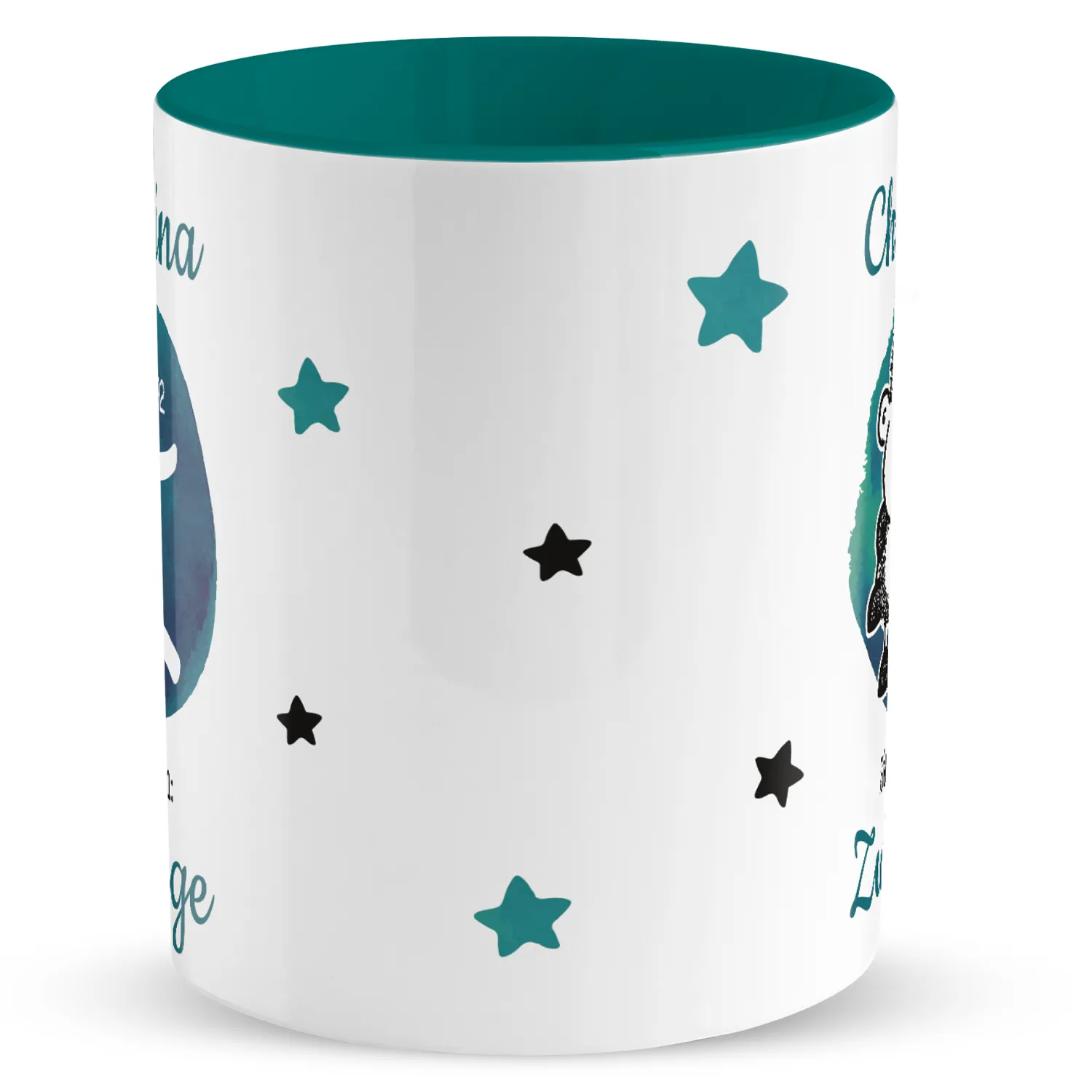 Tasse mit Sternzeichen »Zwillinge«, mit Namen und Geburtsdatum, petrol, personalisiert