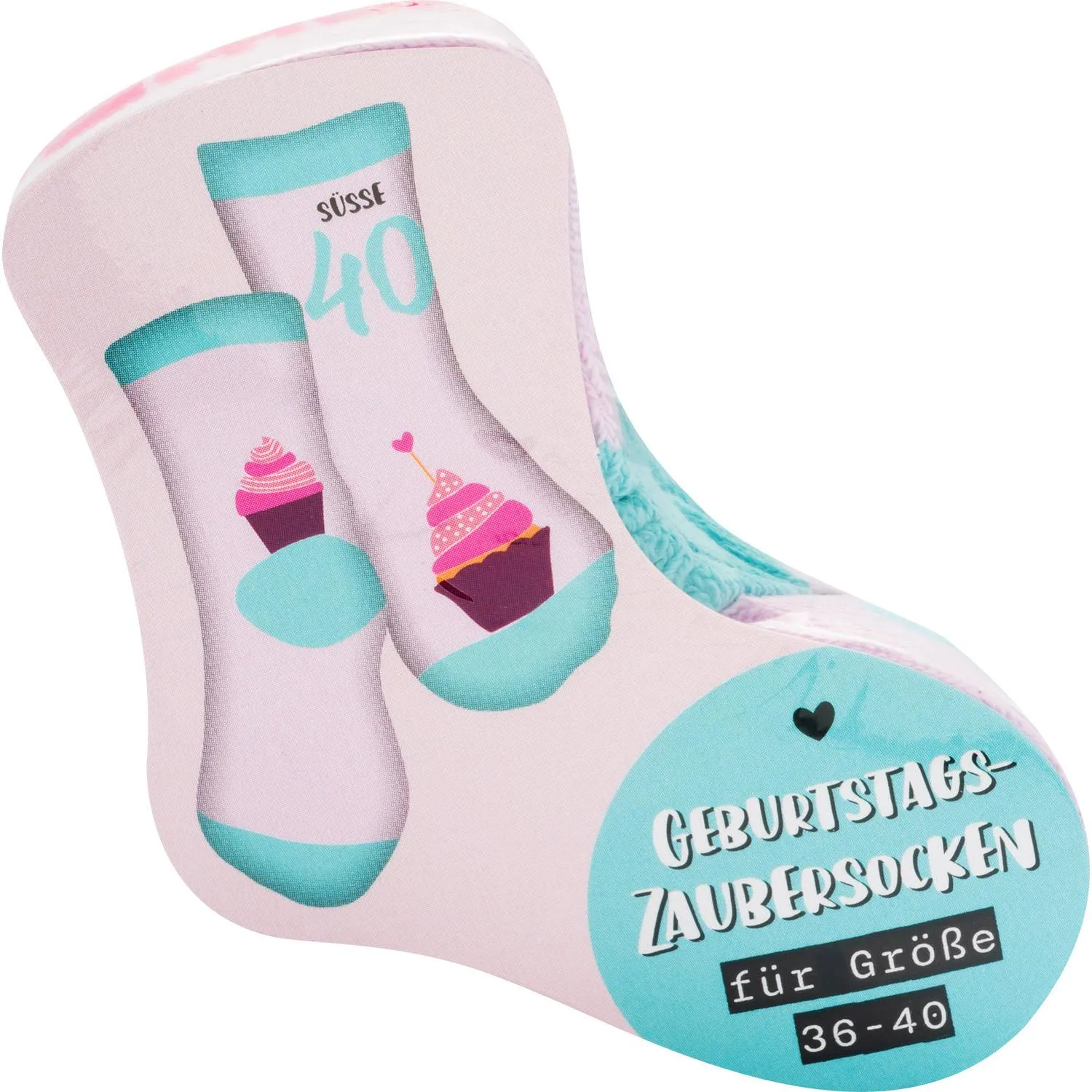 Rosa Zaubersocken mit Cupcakes – Größe 36-40, perfektes Geburtstagsgeschenk.
