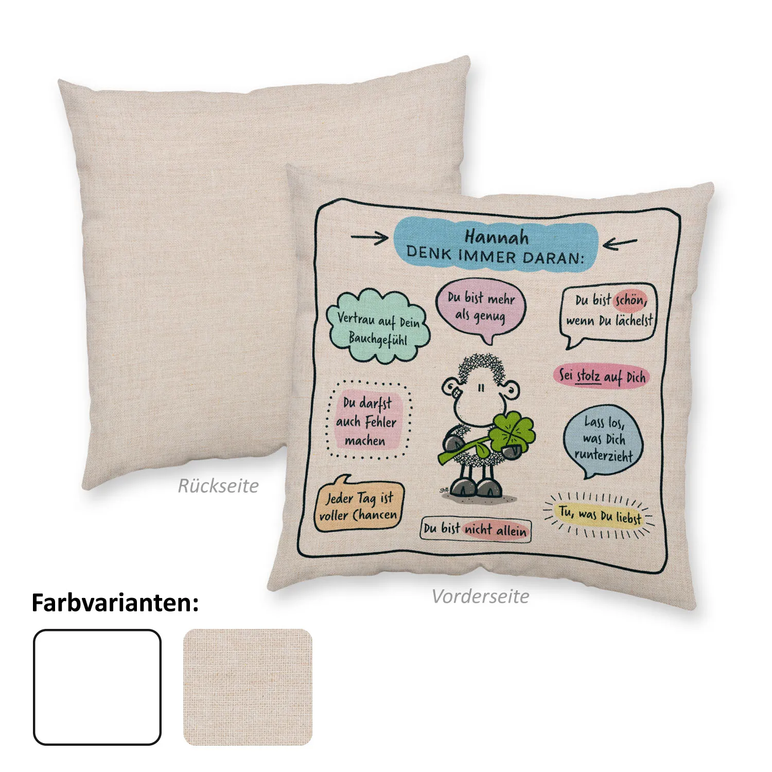 Personalisierbares Kissen »Sei stolz auf Dich« mit Name, Canvas-Optik, personalisierbar