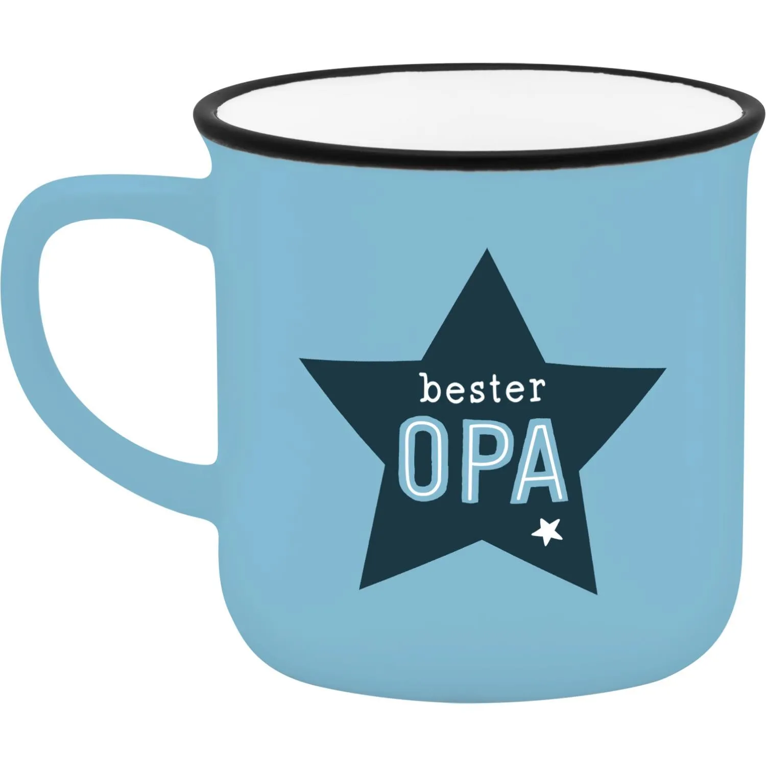 Hellblauer Espressobecher mit Sternmotiv und 'OPA'-Aufdruck