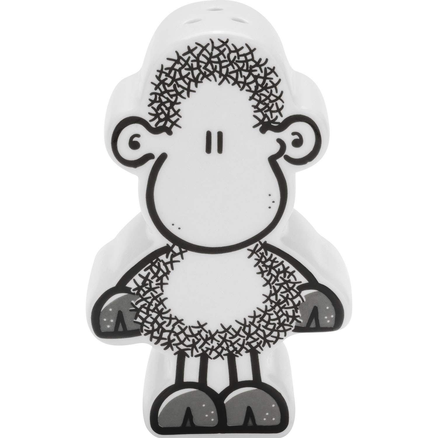 Weiße Porzellan-Schaffigur als Salz- und Pfefferstreuer