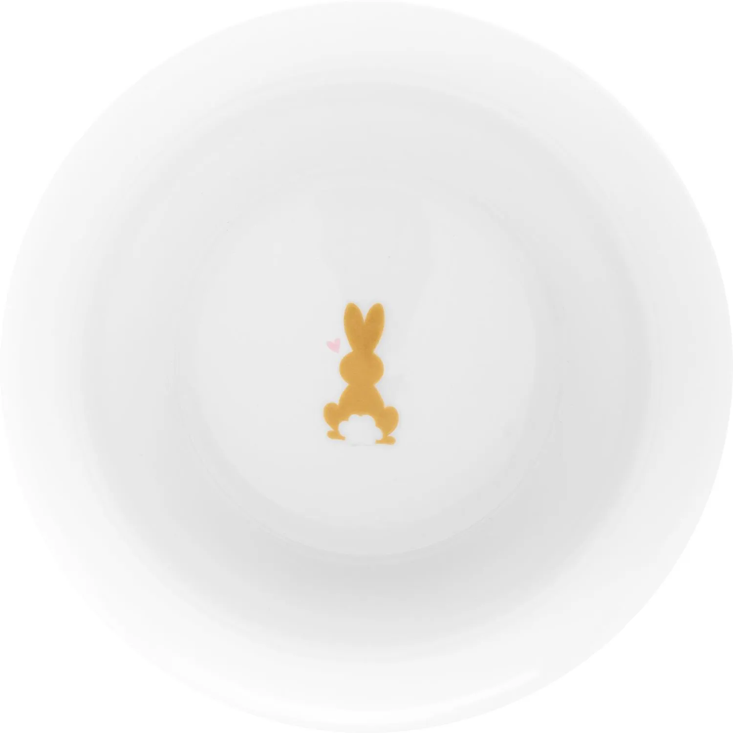 Weiße Osterschale mit gelbem Osterhasen-Motiv am Boden