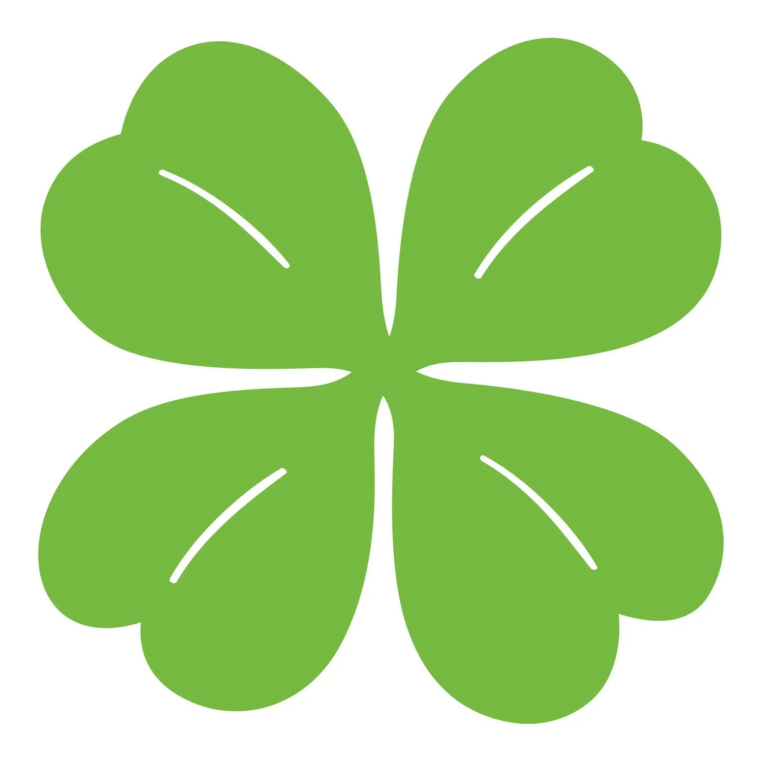 Grünes vierblättriges Kleeblatt-Motiv auf weißem Hintergrund