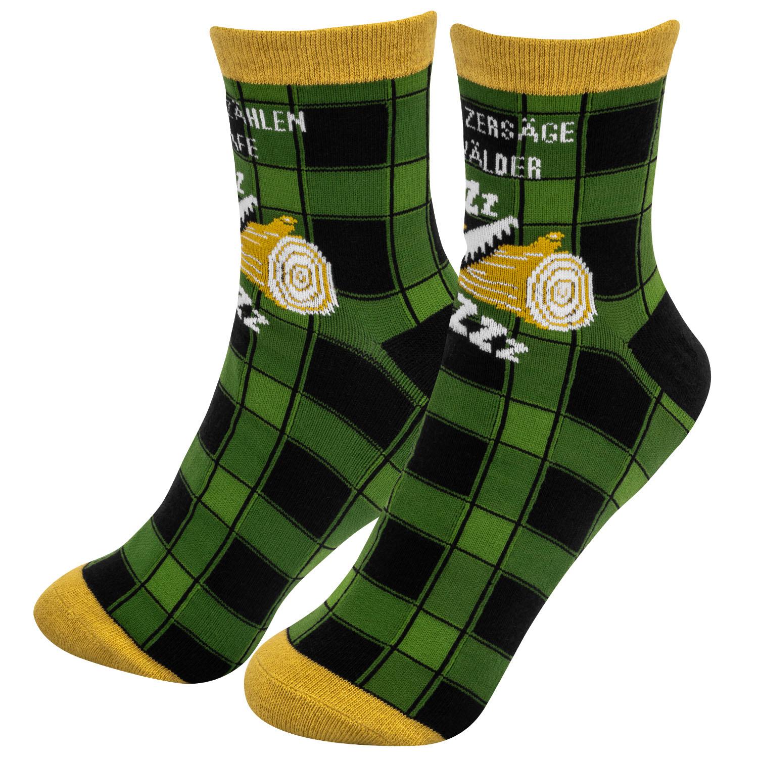 Grüne Karosocken mit gelbem Rand – witziges Design