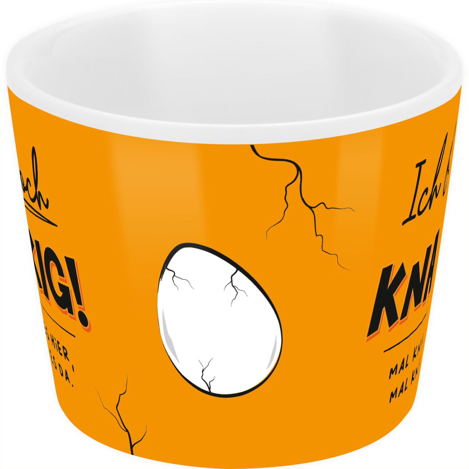 Oranger Porzellan-Eierbecher mit Crack-Design – lustiges Frühstücks-Accessoire.