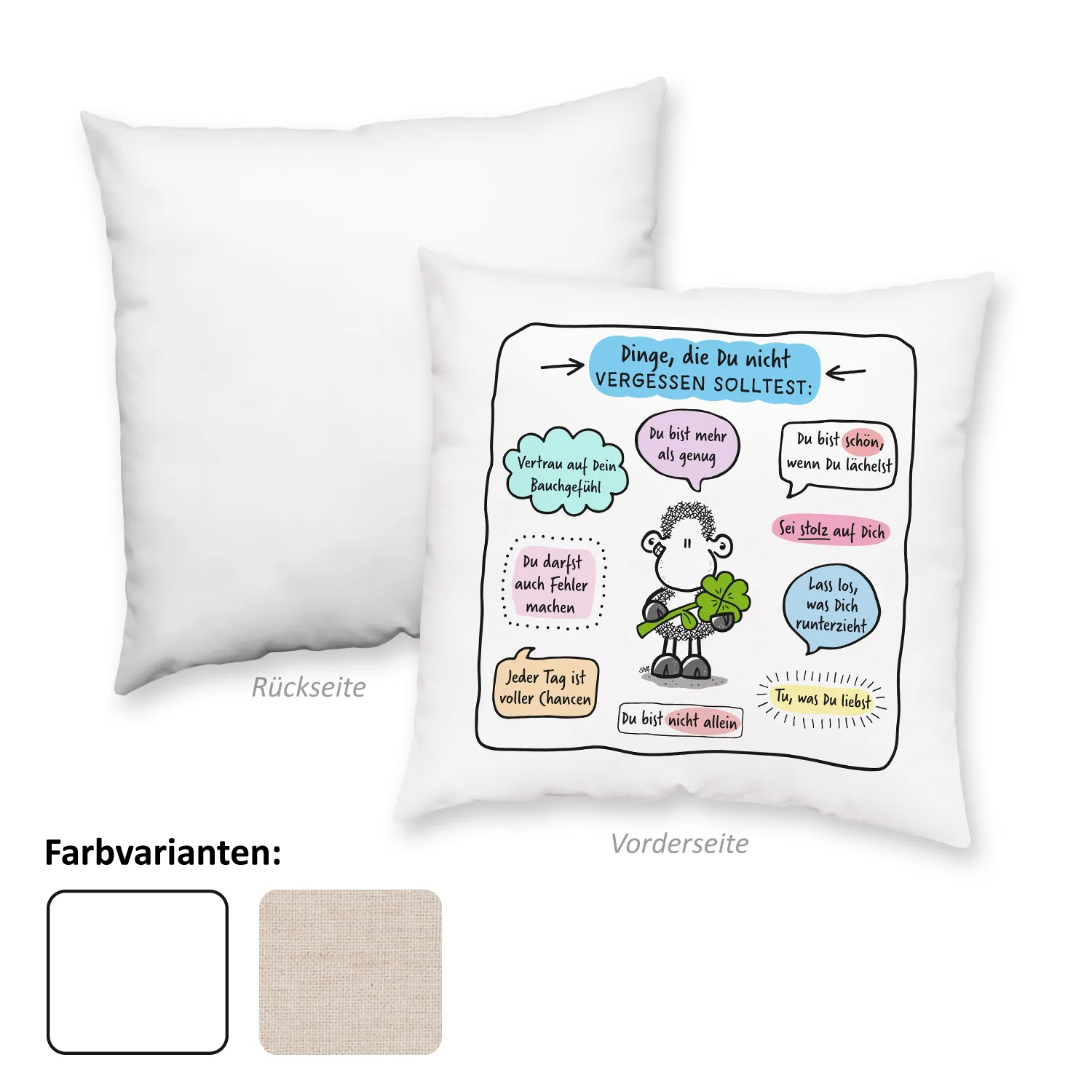 Kissen »Sei stolz auf Dich« weiß