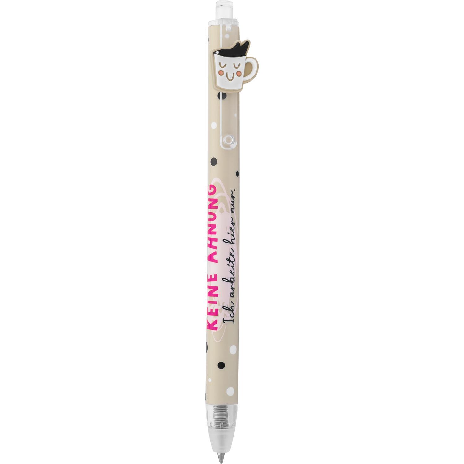 Beiger Gelstift mit Kaffeebecher-Anhänger und Punkte-Muster