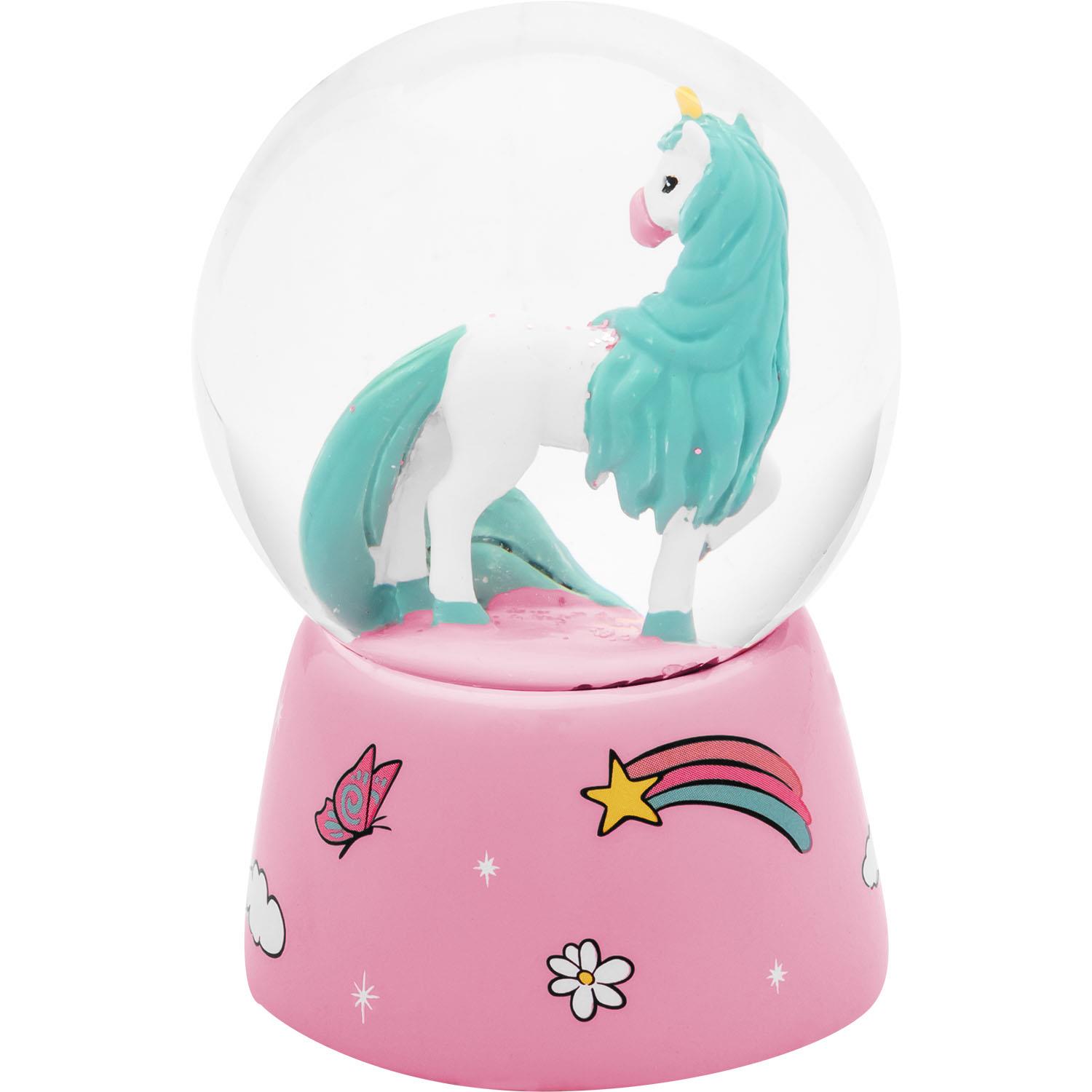 Schneekugel »Einhorn-Zauber« mit pinkem Sockel, 3D-Einhorn in Glaskugel