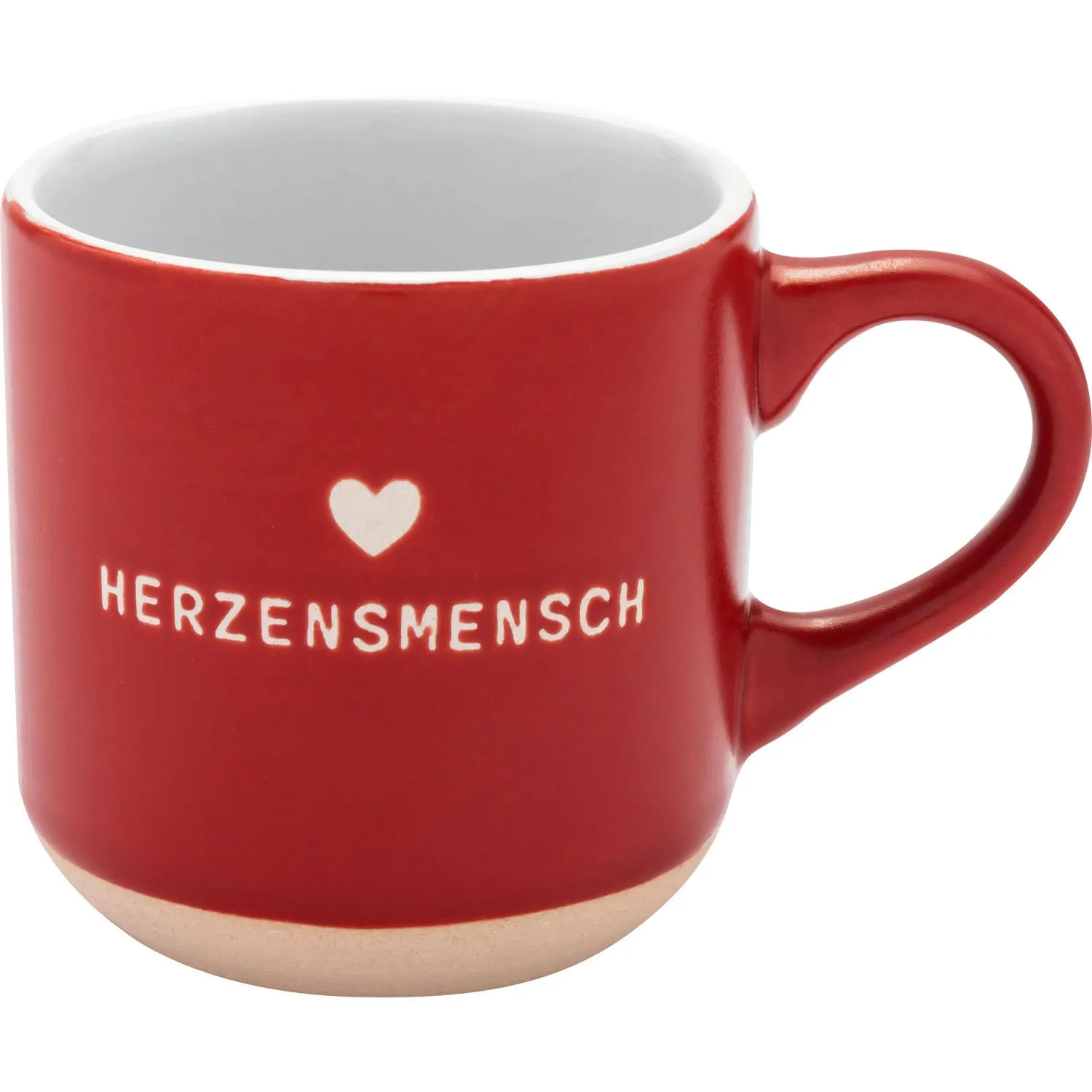 Rote Espressotasse mit Herzmotiv und Schriftzug HERZENSMENSCH