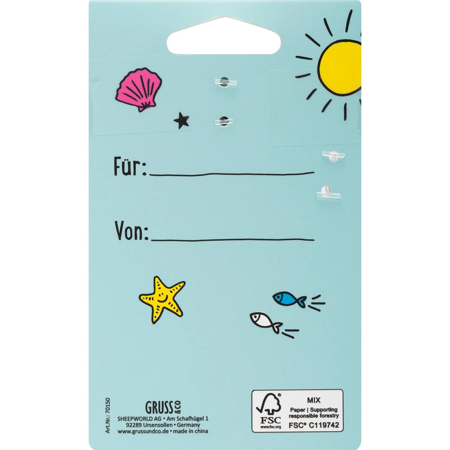 Hellblauer Delfin-Neon-Reflektor auf Headerkarte mit Meeresmotiven