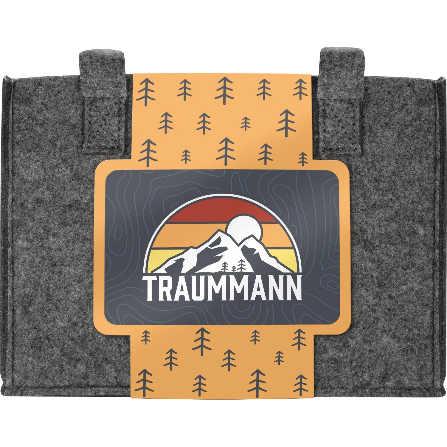 Filz-Tragetasche mit Traummann-Logo und Bergmotiv, Platz für bis zu 6 Getränkeflaschen