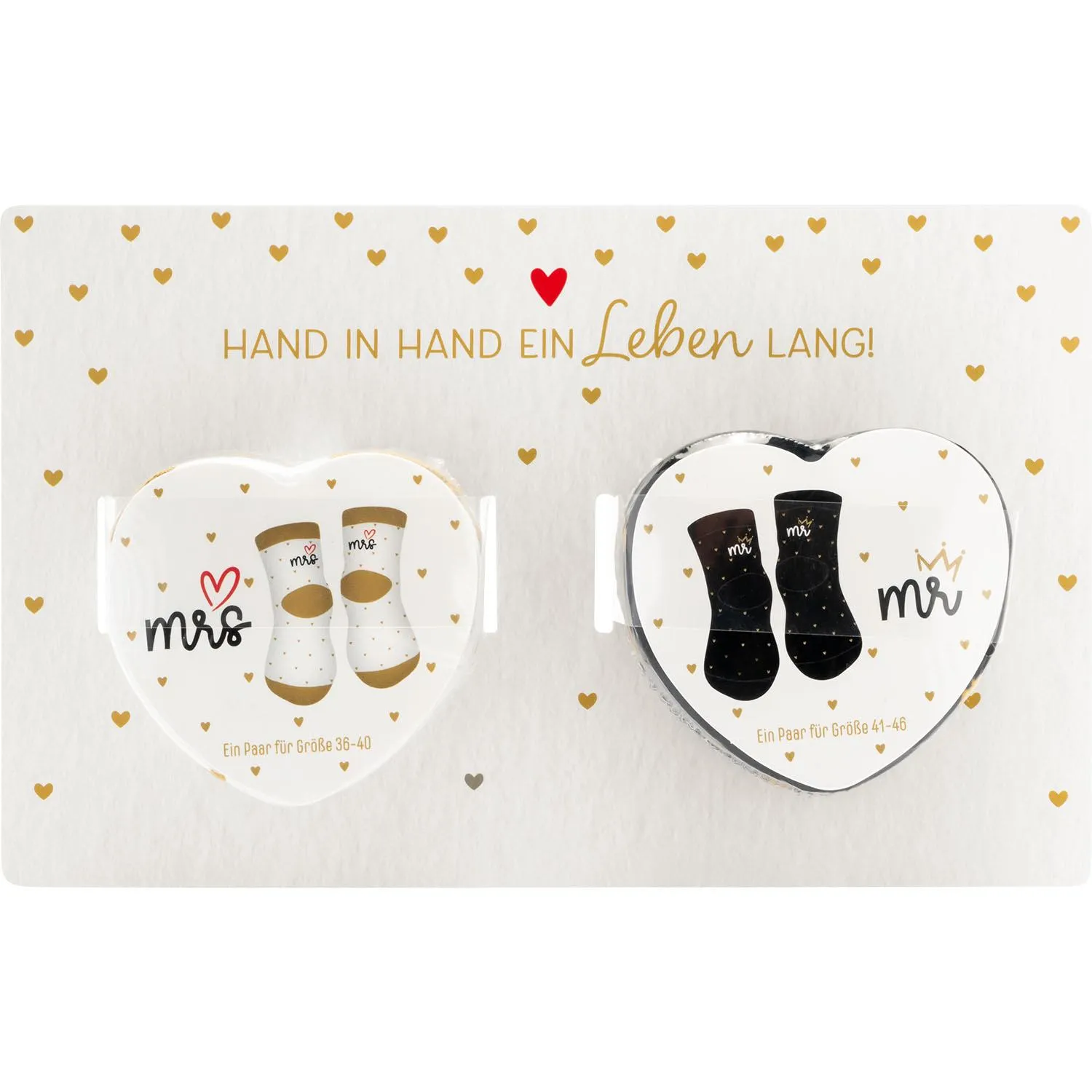 Zaubersocken-Set Mr. & Mrs. – zwei Paar Socken in Weiß und Schwarz mit Aufdruck Mr/Mrs.