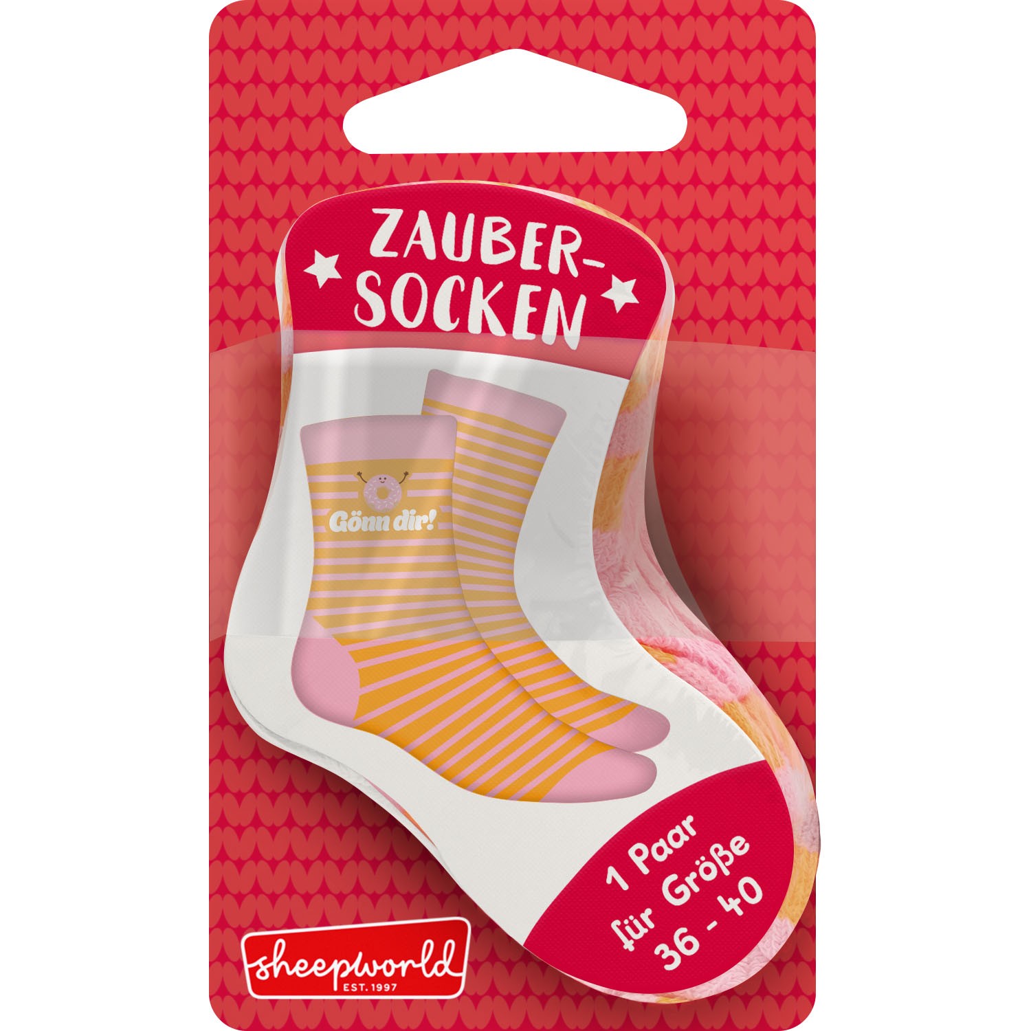 Zaubersocken »Gönn Dir!« pink/orange gestreifte Socke, Größe 36–40, 1 Paar