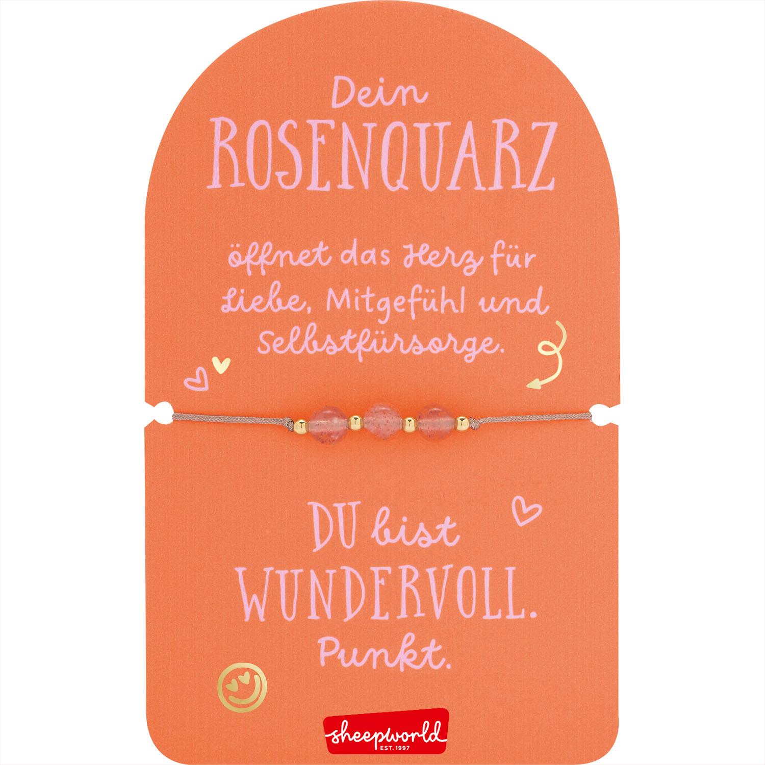 Rosa Rosenquarz-Armband mit goldenen Akzenten, verstellbar 4–8 cm