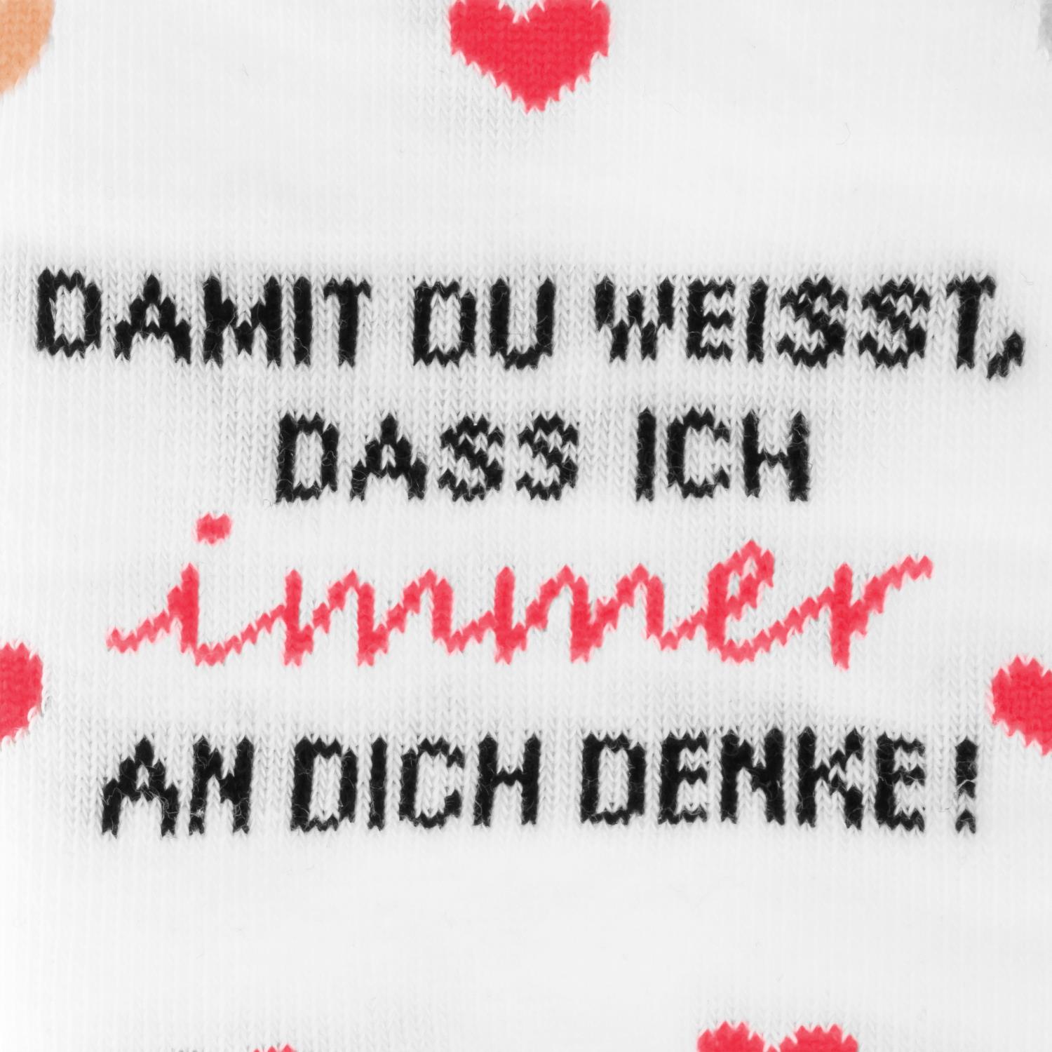 GravurZeile Cuscino Con Scritta In Tedesco – 40x40 Cm – Damit Du Weißt, Dass Ich Immer An Dich Denke – Federa In Poliestere – Regalo Sentimentale