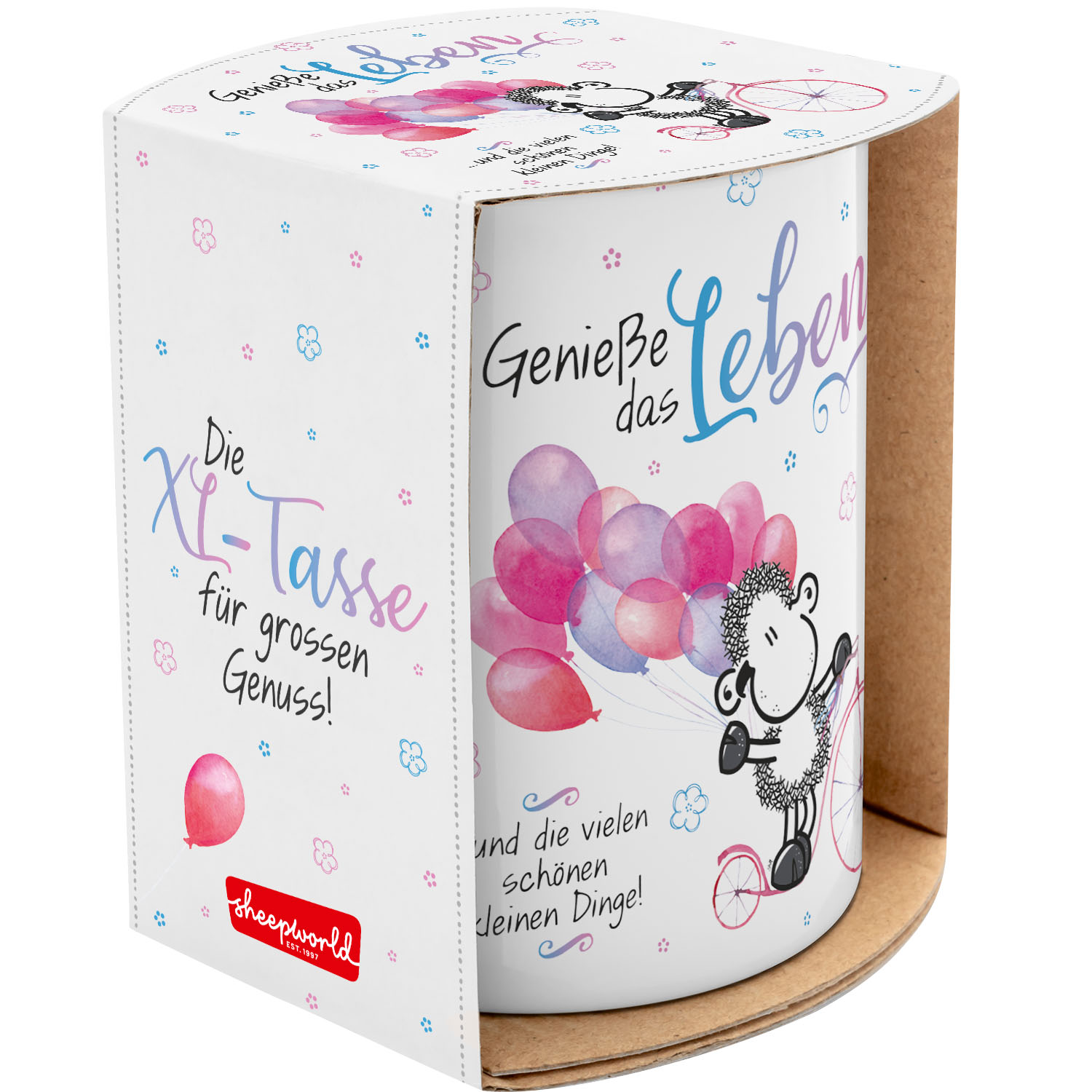 XL-Porzellantasse mit Schäfchen- und Ballon-Motiv, 60 cl
