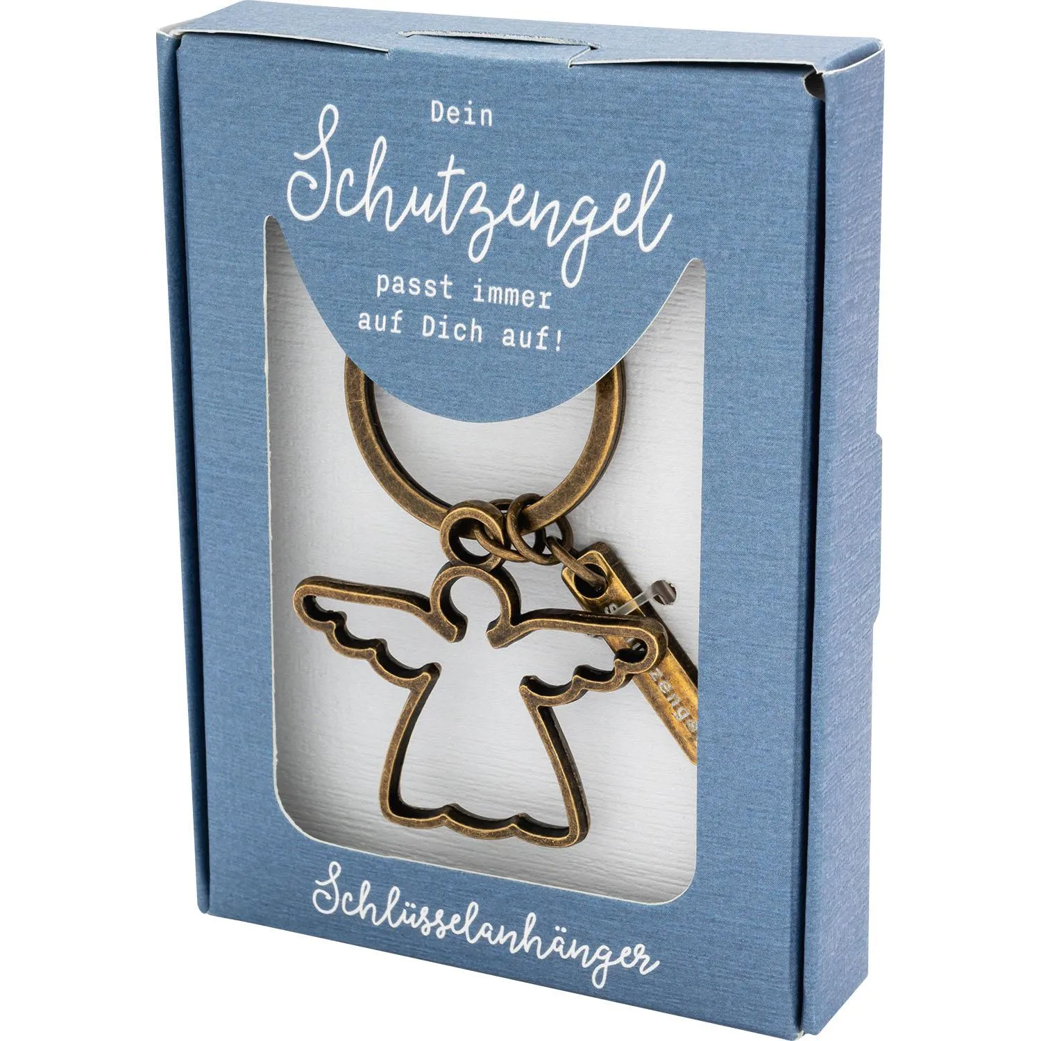 Schutzengel-Schlüsselanhänger aus Zinklegierung in Bronze-Gold, Geschenkbox