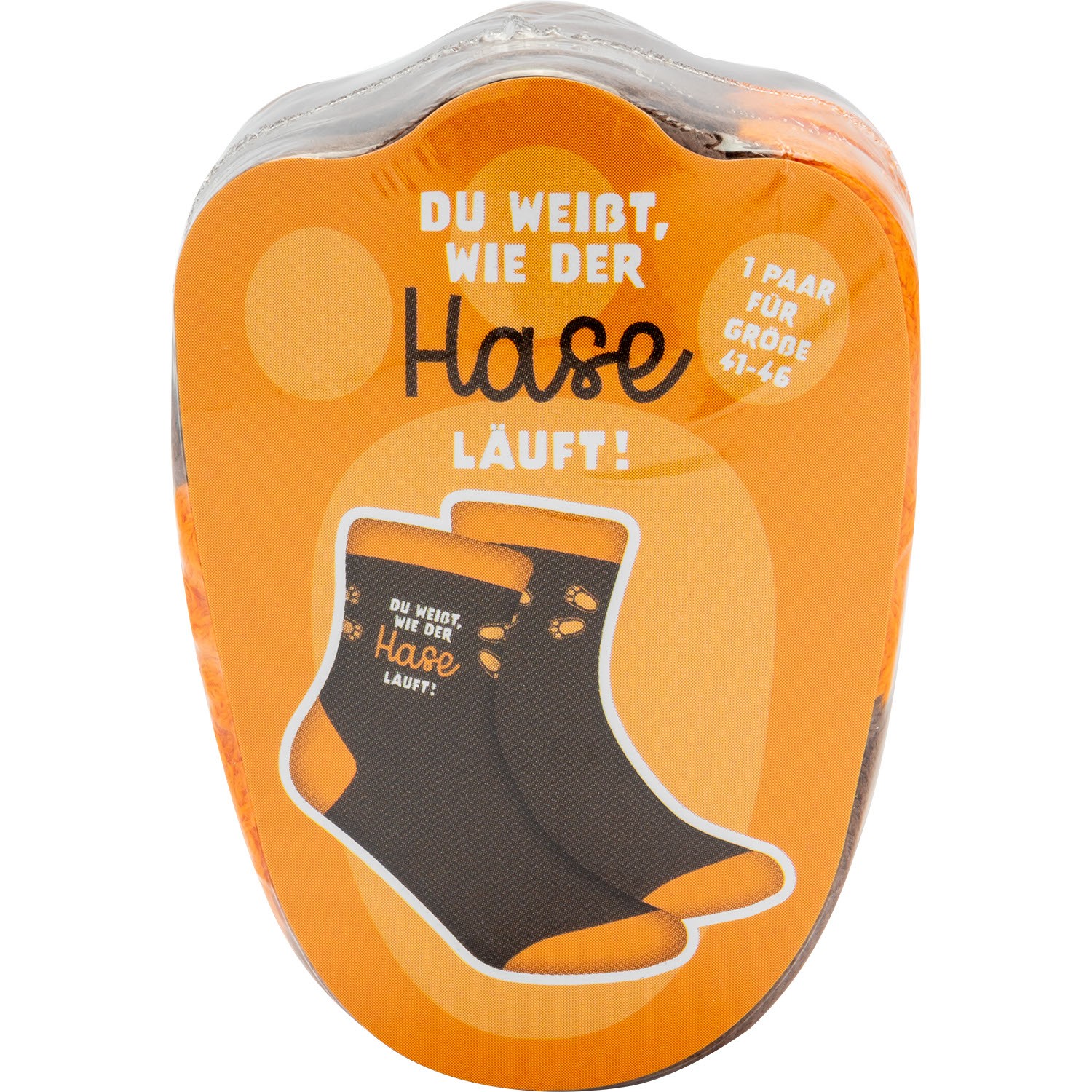 Schwarze Zaubersocken mit Hasenpfoten-Motiv und orangefarbigen Akzenten