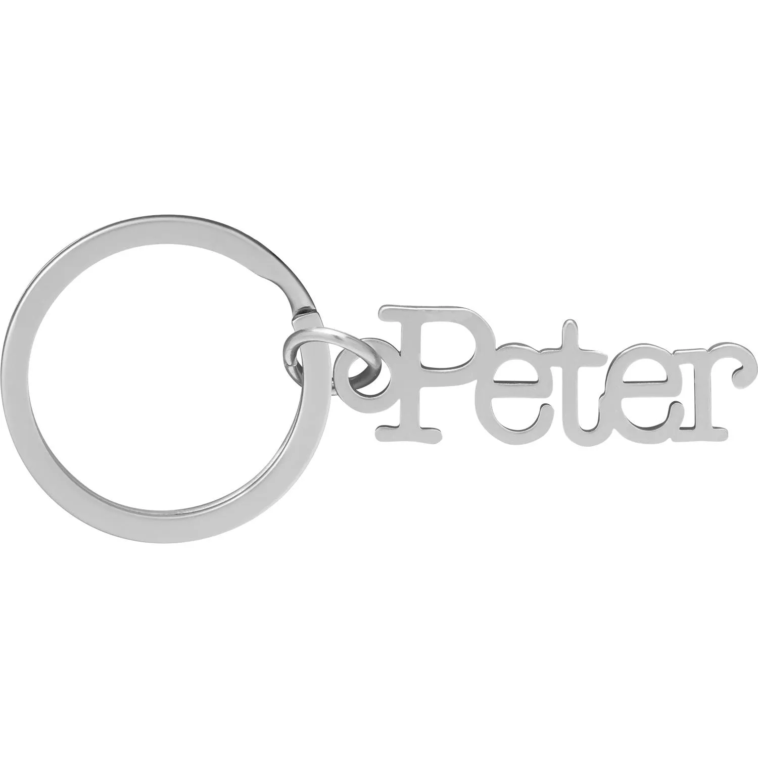 Namens-Schlüsselanhänger aus Edelstahl mit dem Namen Peter.