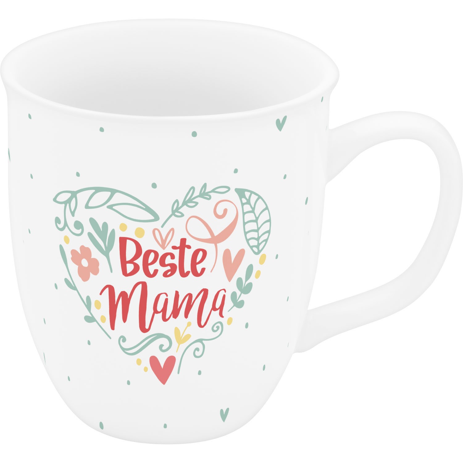 Weiße Espressotasse mit Herz-Blumen-Motiv 'Beste Mama' in Pastellfarben