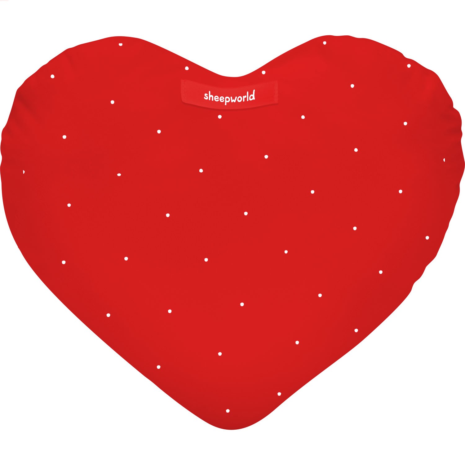 Rotes herzförmiges Plüschkissen mit weißen Tupfen, ca. 30 x 26 cm