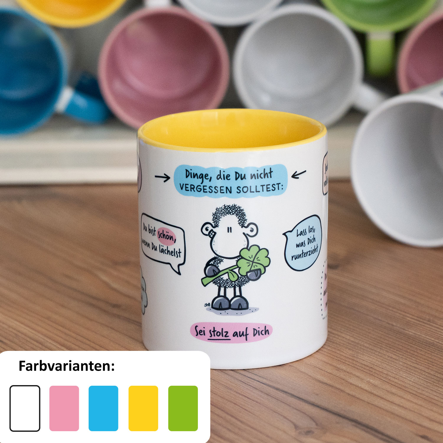 Tasse »Sei stolz auf Dich« gelb