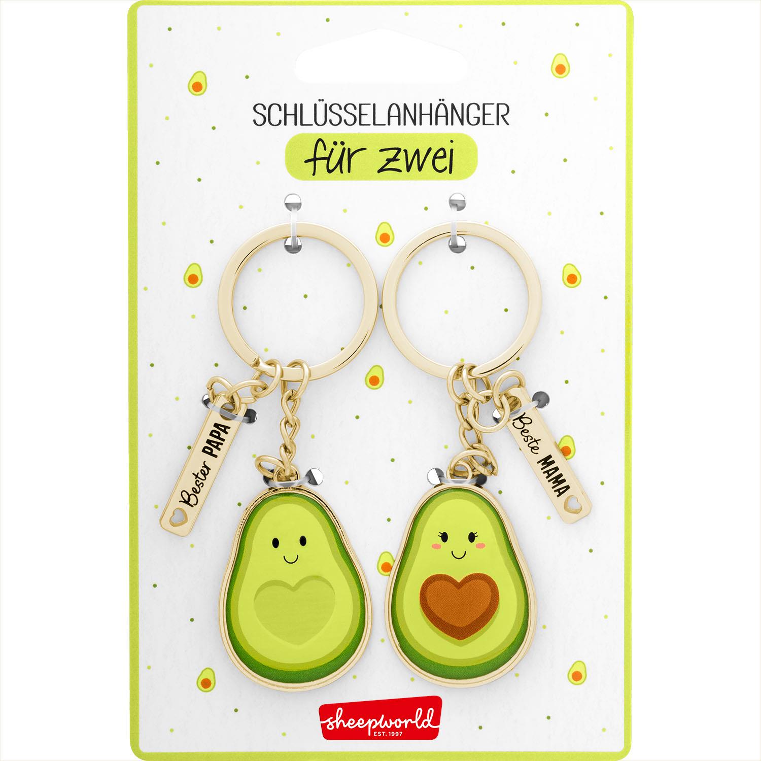 Paar-Schlüsselanhänger Avocados mit Gesichtern – perfektes Geschenk für Mama und Papa
