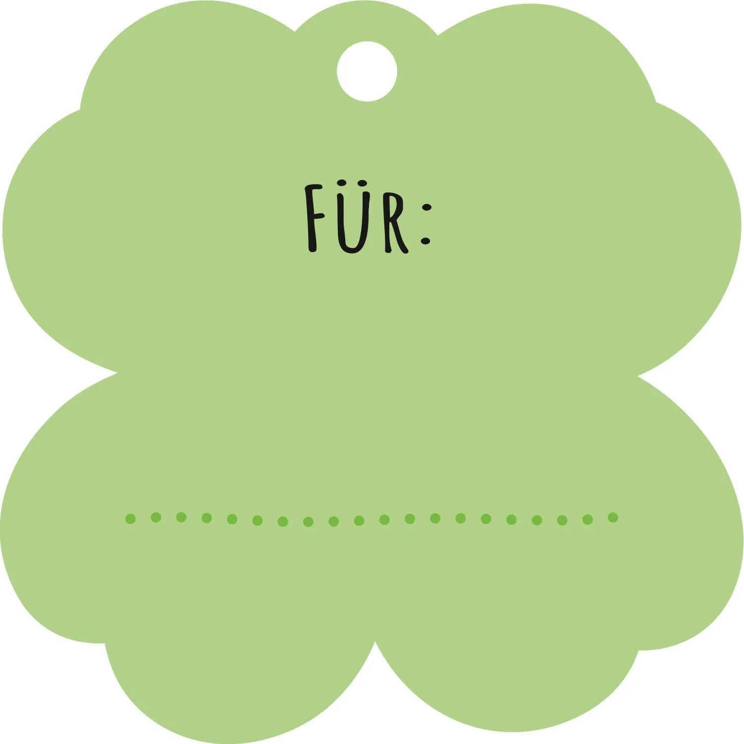 Pastellgrüner Geschenk-Tag mit 'FÜR:'-Beschriftung