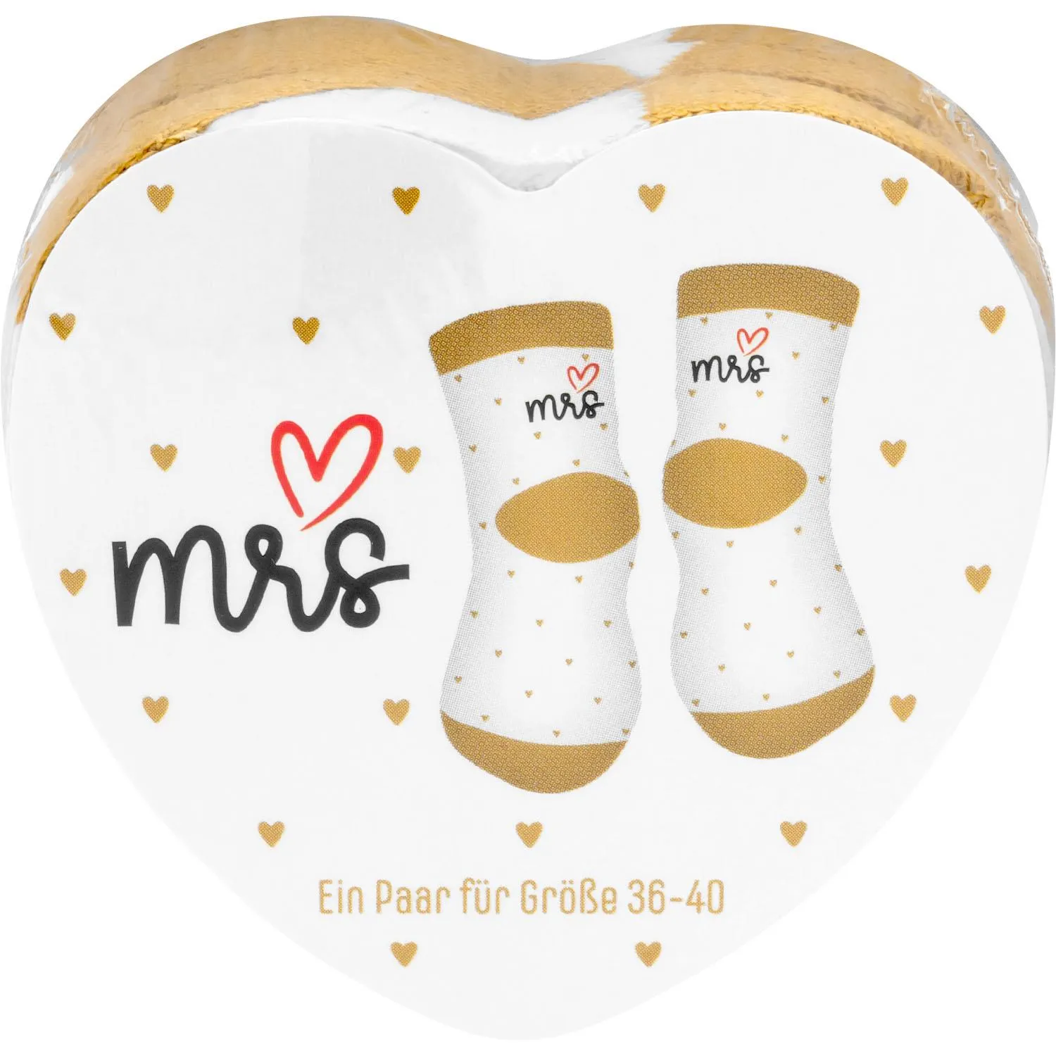 Zaubersocken-Set »Mr. & Mrs.«: zwei weiße Socken mit goldenen Akzenten, Herzmotiven