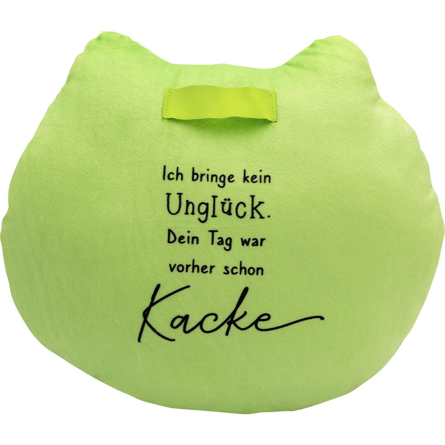 Hellgrünes Plüschkissen mit frechem Spruch und Loop