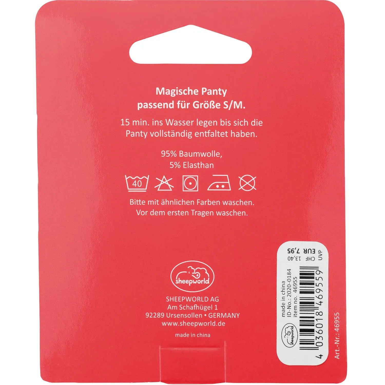 Pink-rote Zauberpanty-Verpackung mit 'Küsschen drauf!'