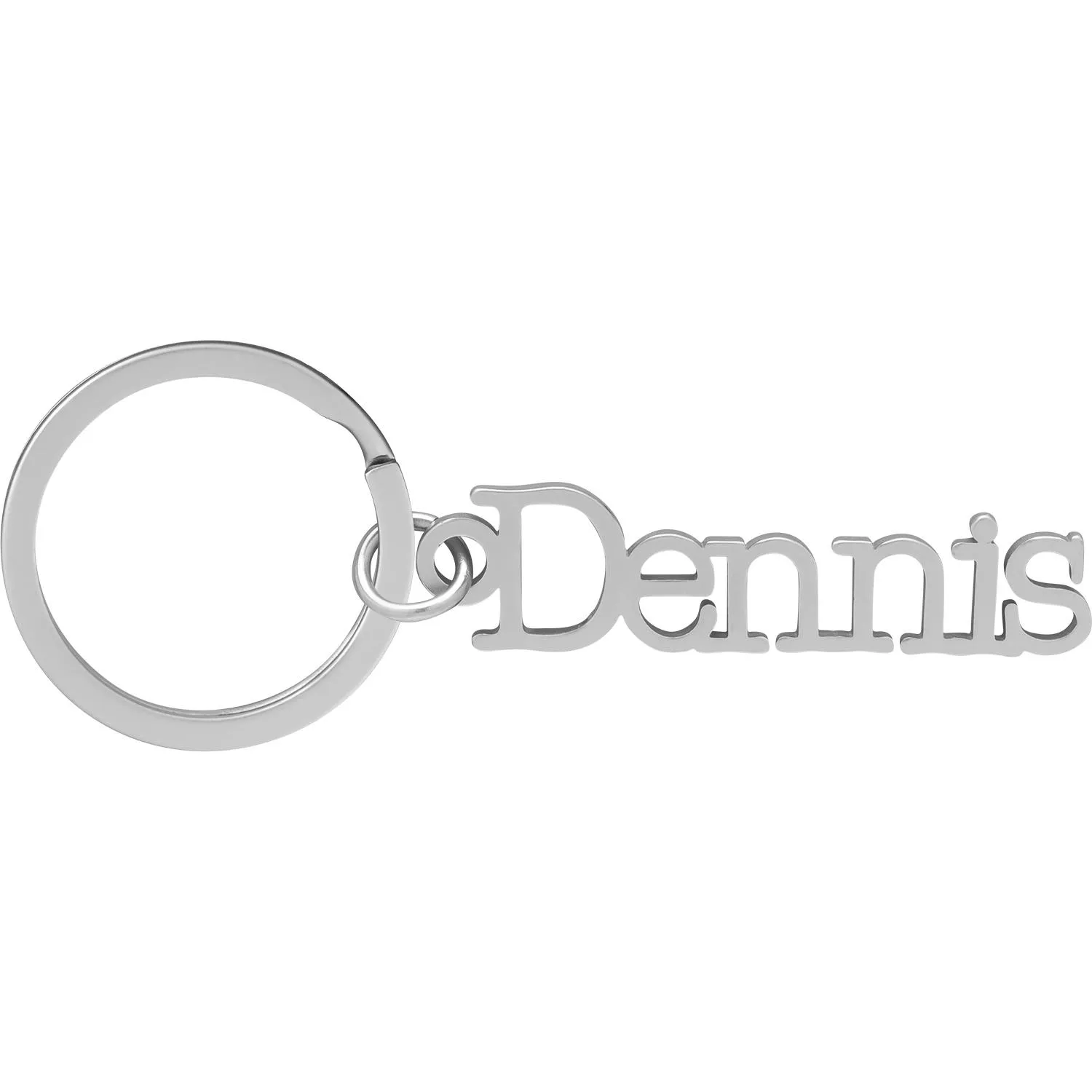 Silberner Namensschriftzug Dennis als Schlüsselanhänger