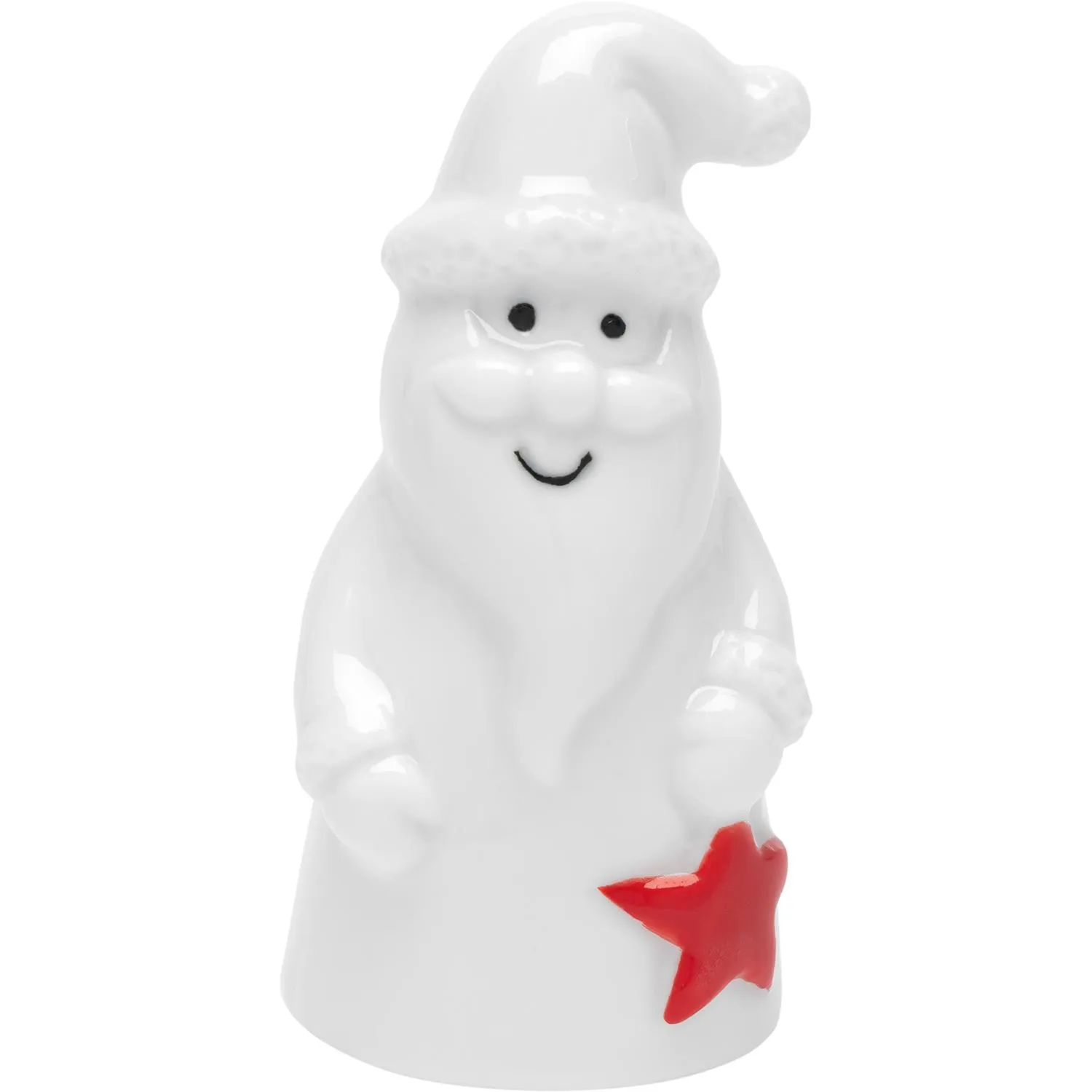 Weihnachtsbotschafter aus Porzellan – weiße Santa-Figur mit rotem Stern