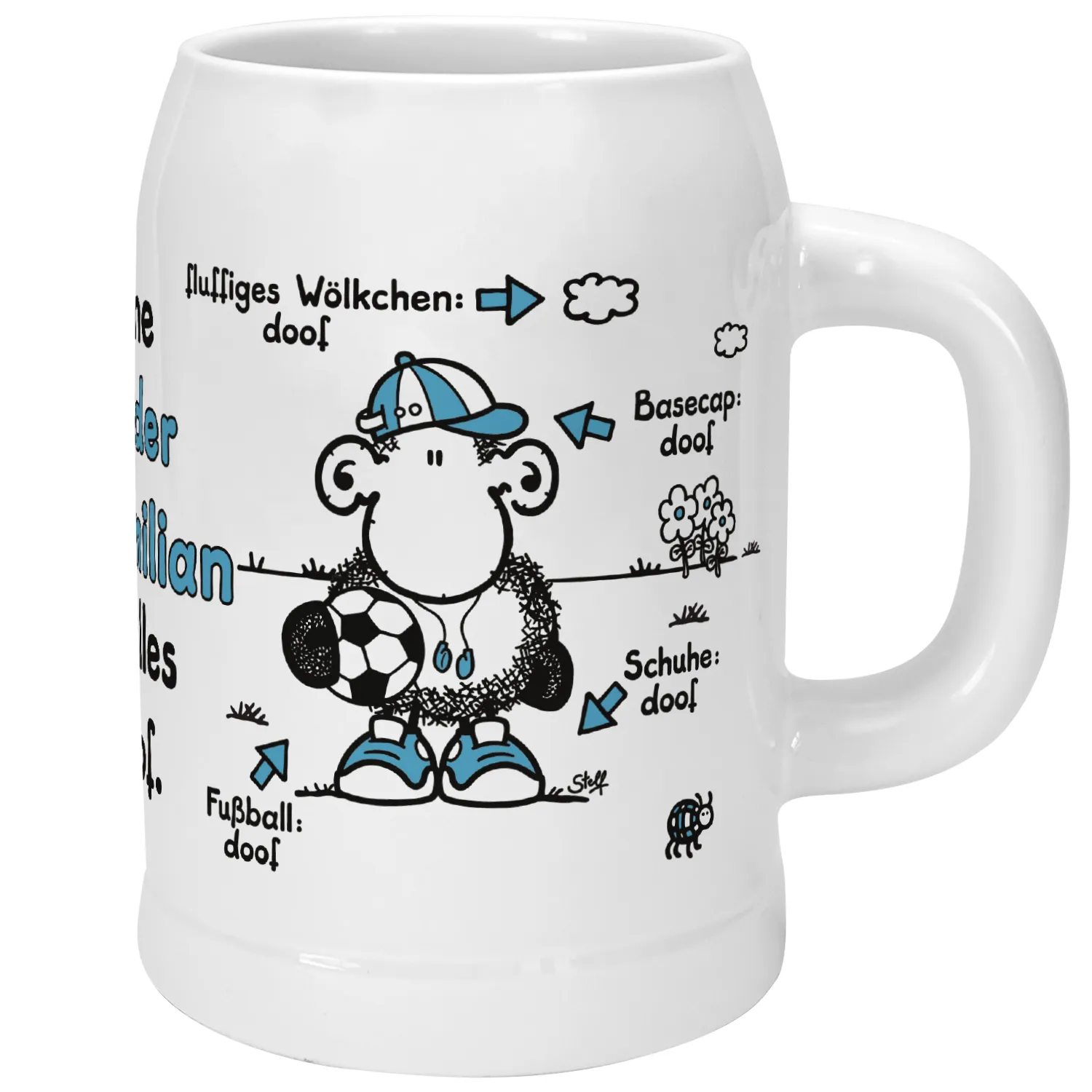 Bierkrug »Ohne Bruder ... ist alles doof.« mit Wunschnamen, weiß, personalisiert