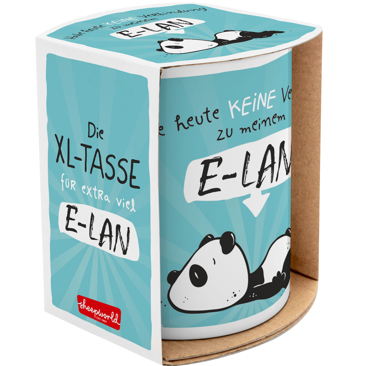 XL-Tasse aus Porzellan, E-LAN-Motiv, Geschenkverpackung inklusive, 0,6 l Fassungsvermögen.