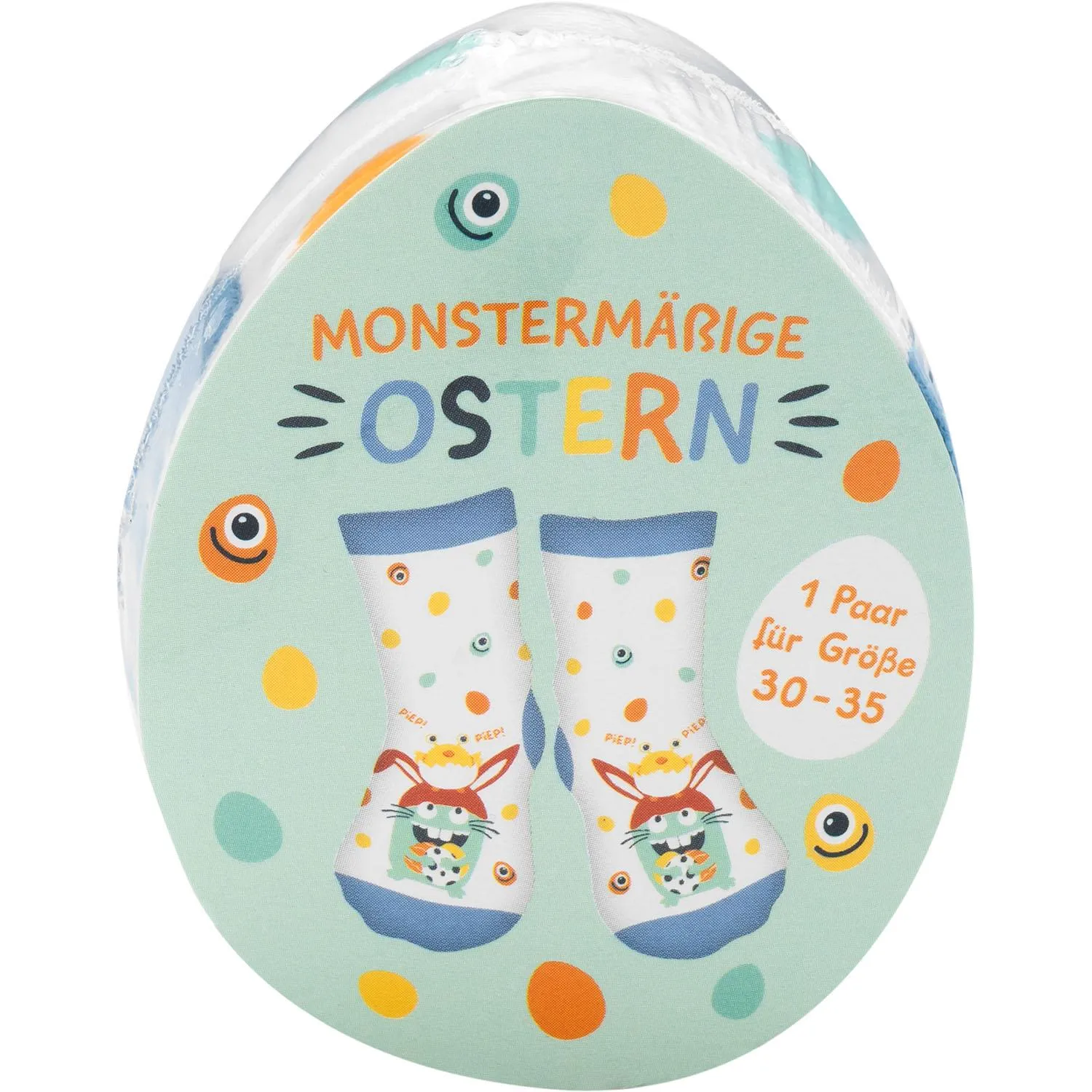 Zaubersocken Monstermäßige Ostern - weiße Socken mit Monster-Motiv, Größe 30-35